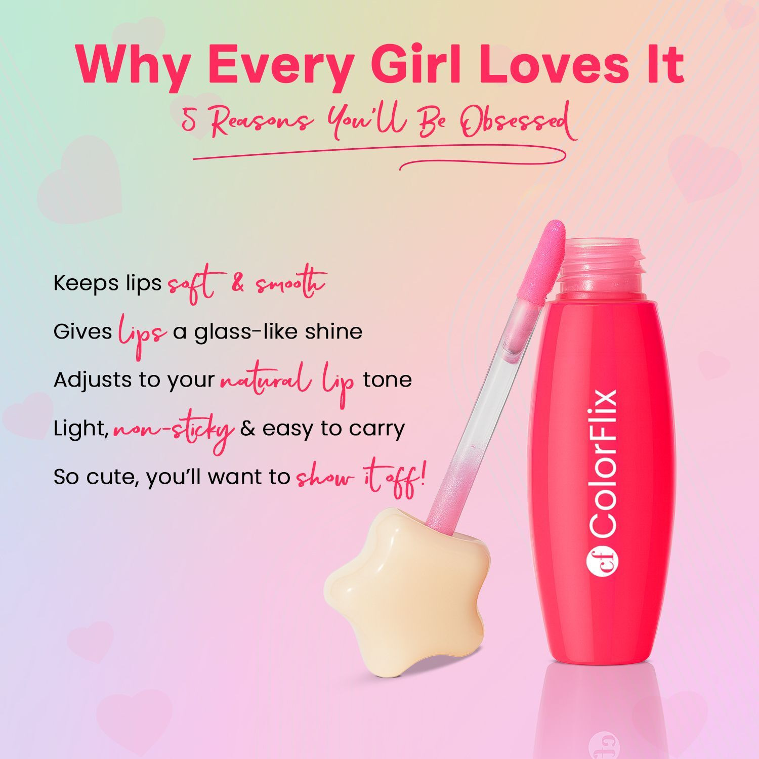 Image of ColorFlix Tint To Go Hydrating High-Shine Lip Gloss, Lightweight, Non-Sticky Moisturizing