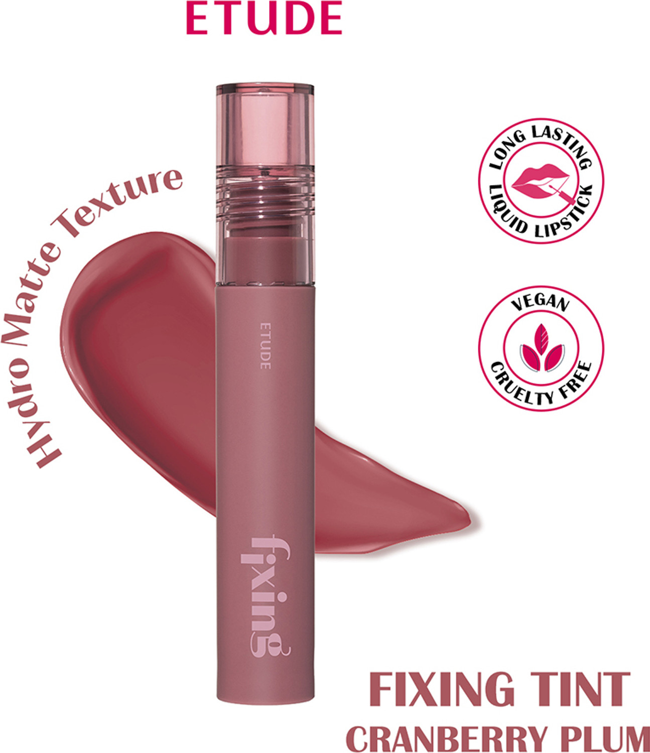 Image of Etude Fixing Tint 07 Cranberry Plum- Matte Liquid Lipstick 4g Lip Stain (4 g)
