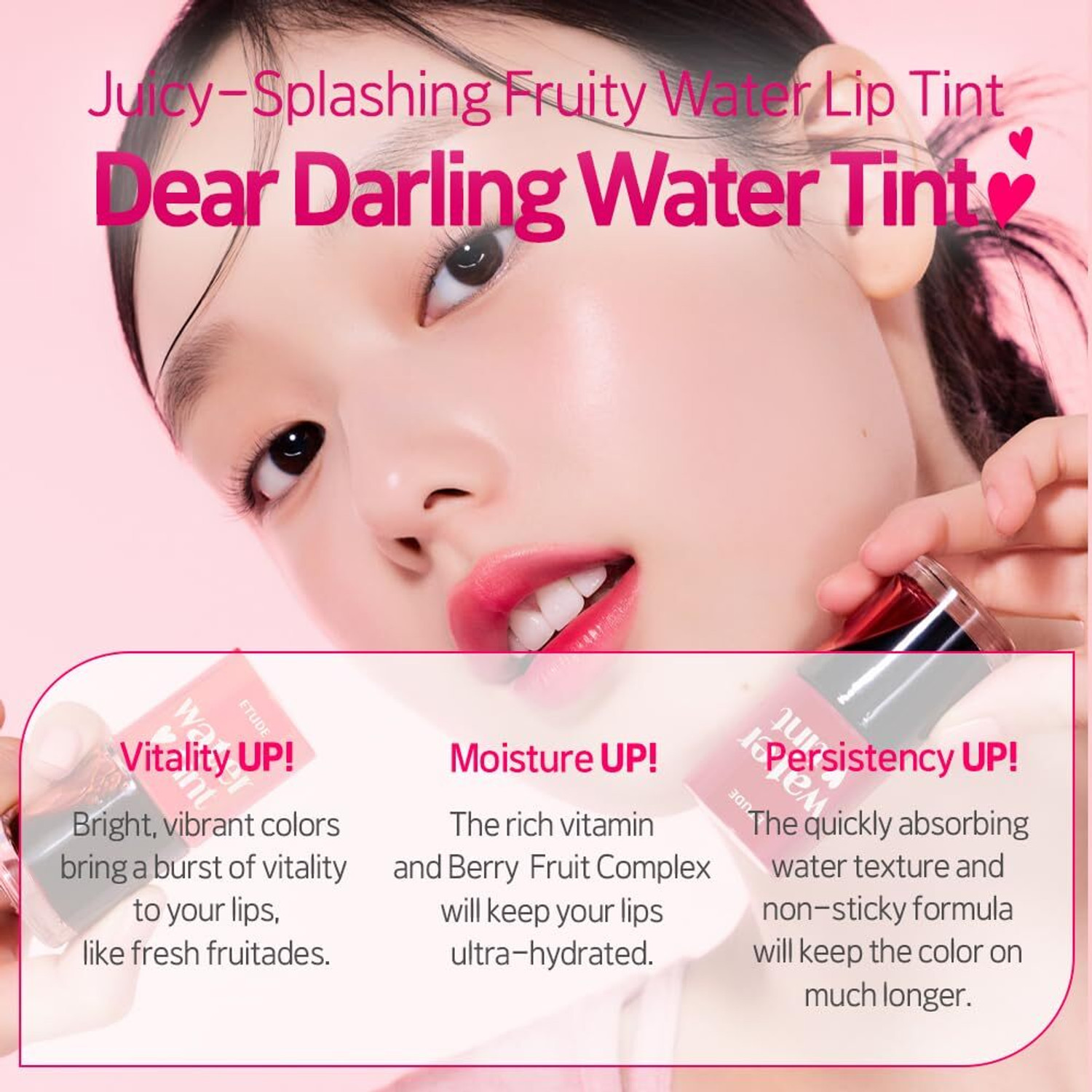 Image of Etude Dear Darling Water Gel Lip And Cheek Tint Lipstick - 06 Pomegranate Ade 9g Lip Stain