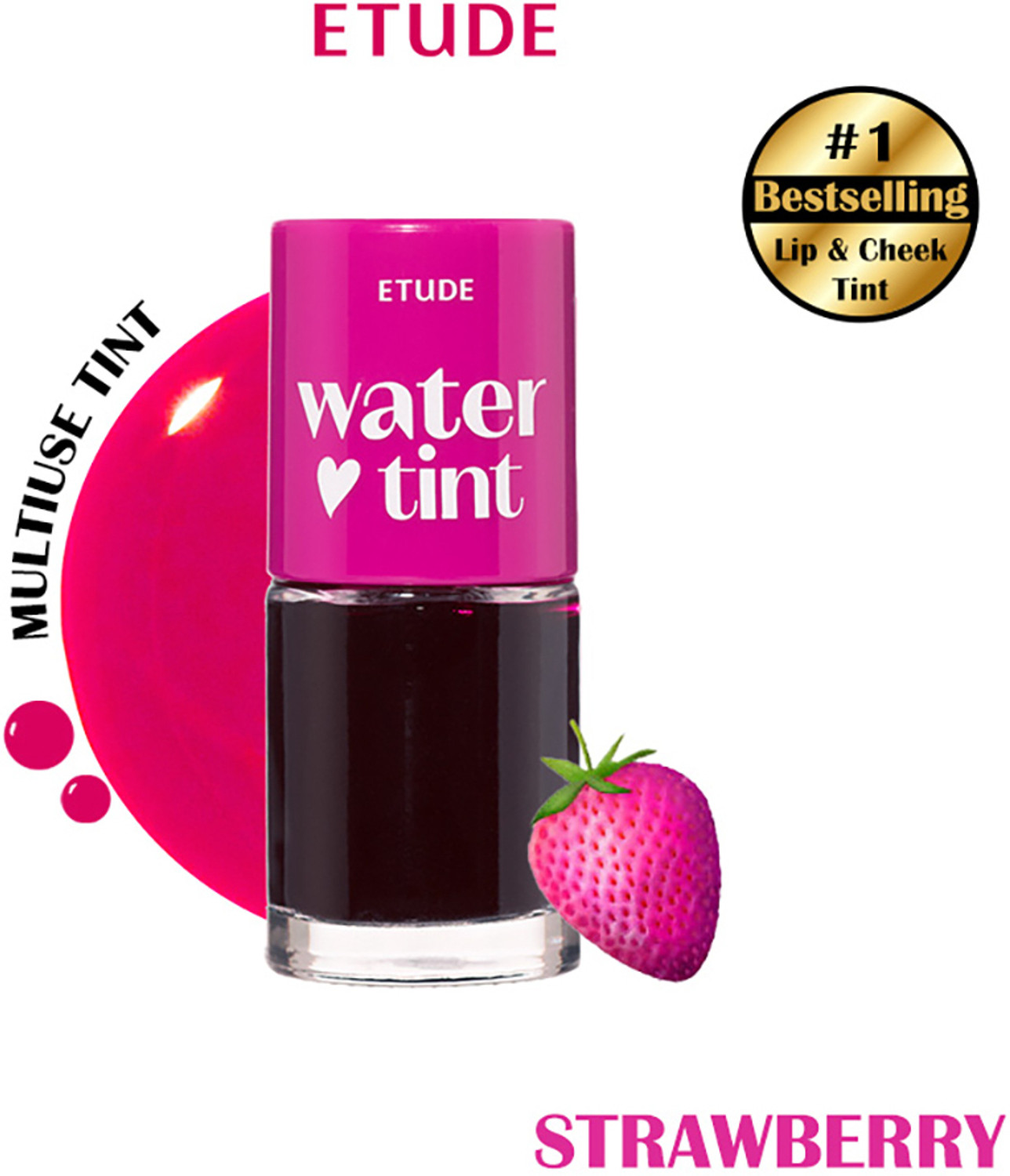Etude Dear Darling Water Gel Lip and Cheek Tint Lipstick - 01 Strawberry Ade 9g Lip Stain