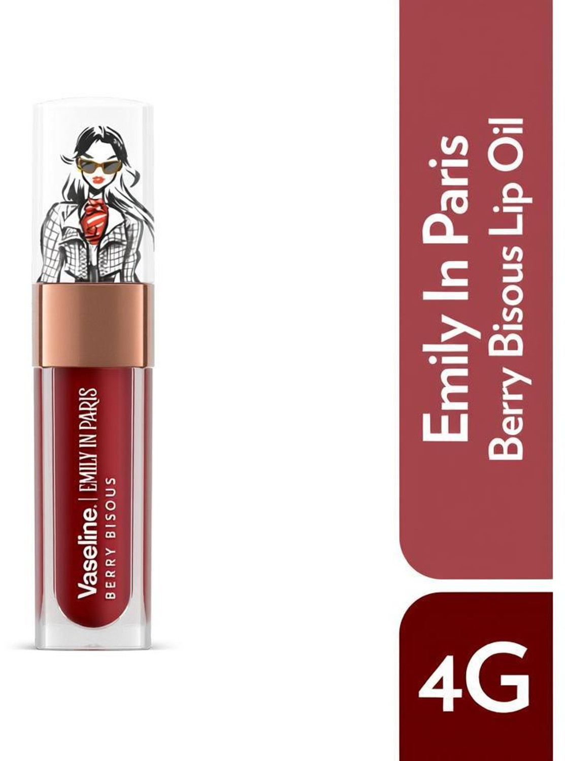 Image of Vaseline Emily In Paris Berry Bisous Lip Oil With Hyaluronic Acid & 24H Moisturisation Lip Stain (4 g)