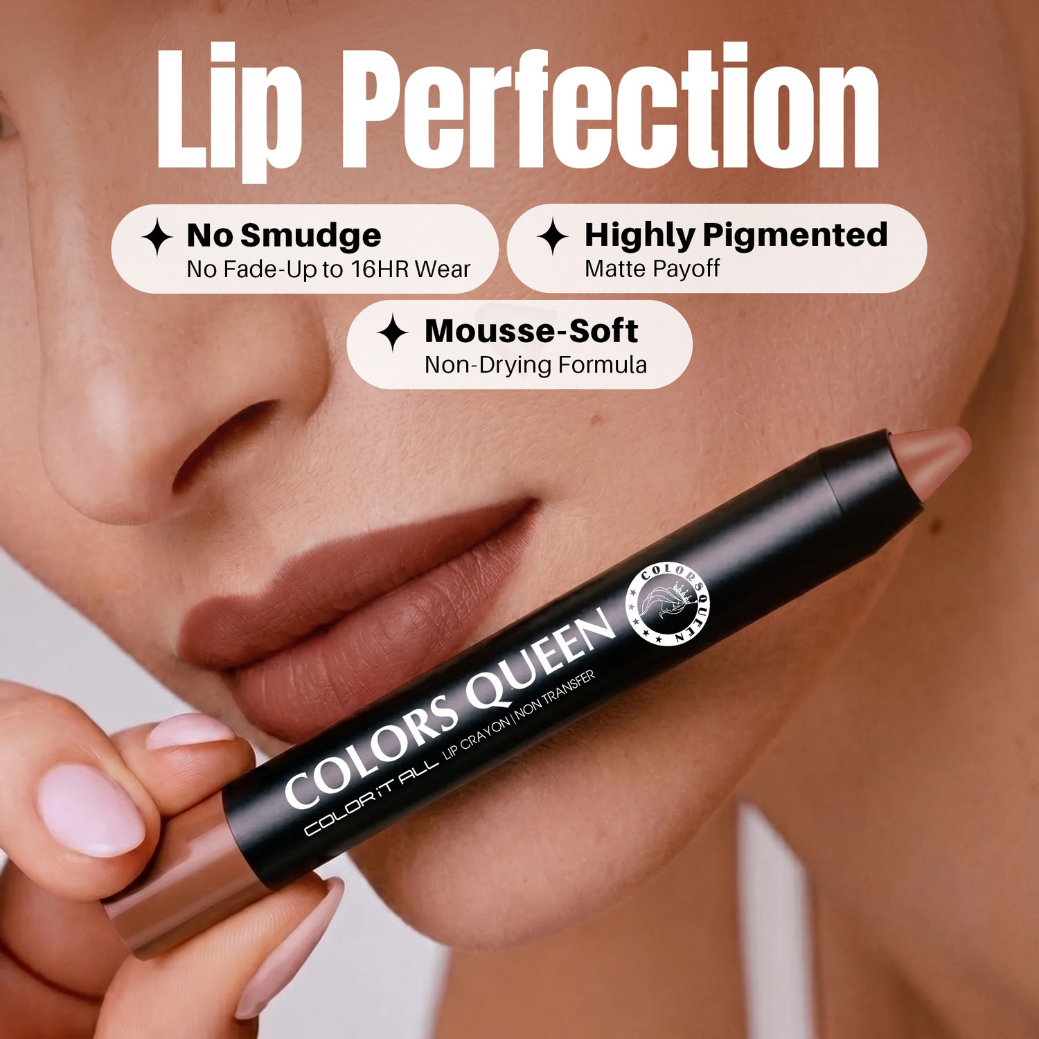 Image of COLORS QUEEN Color It All Lightweight, Long Lasting Non Transfer Matte Crayon Lipstick