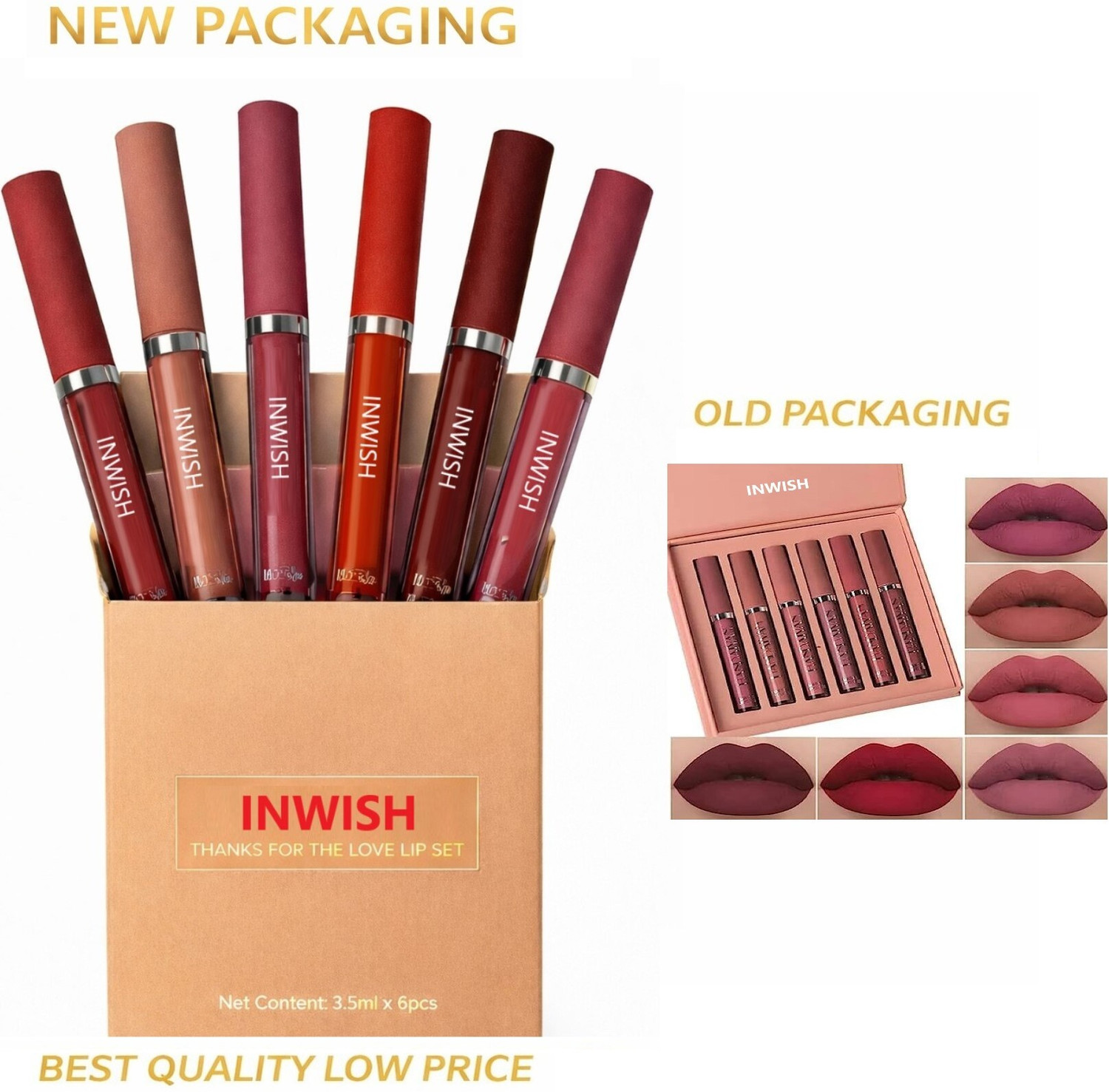 Image of INWISH new velvet matte liquid lipstick waterproof smudge proof long lasting combo set