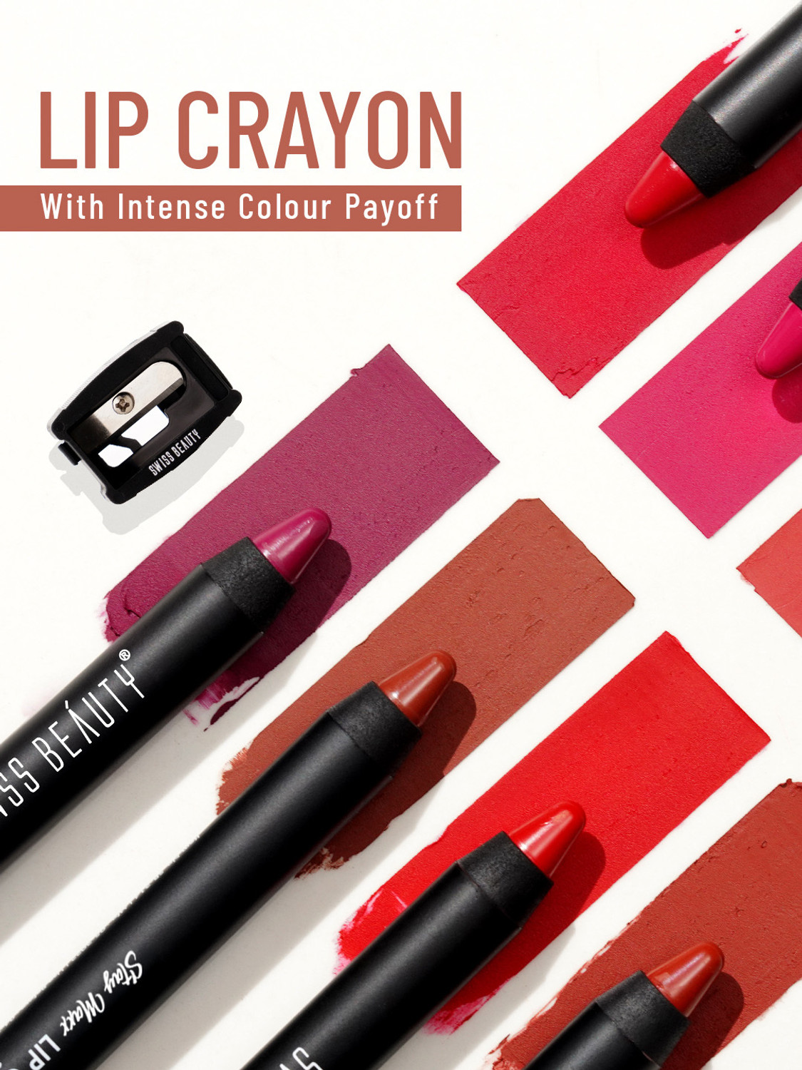 Image of SWISS BEAUTY Matte Lip Crayon Lipstick Longlasting Smudgeproof Lightweight Smooth Finish