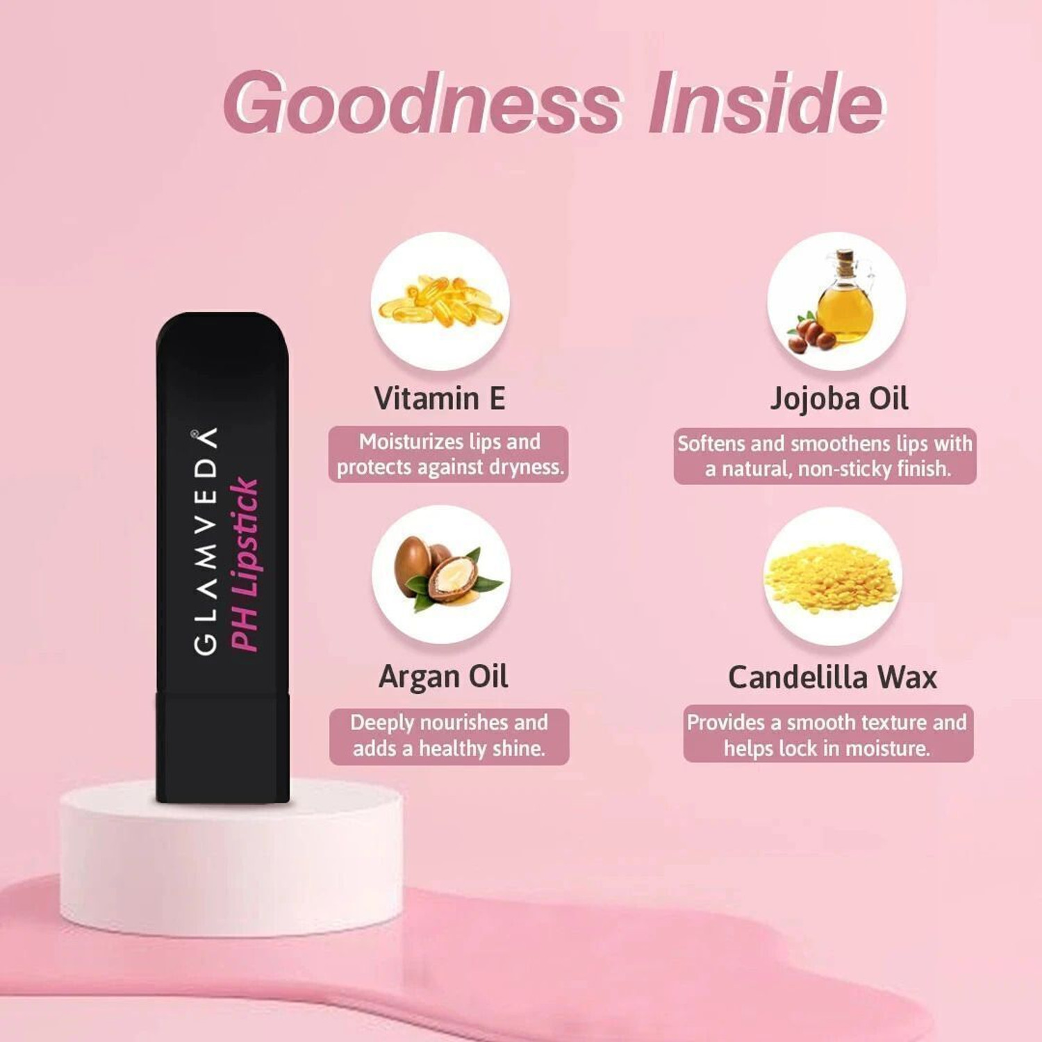 Image of GLAMVEDA Black to Pink Ph Lipstick| With Glossy Pink Finish | Waterproof & Long Lasting