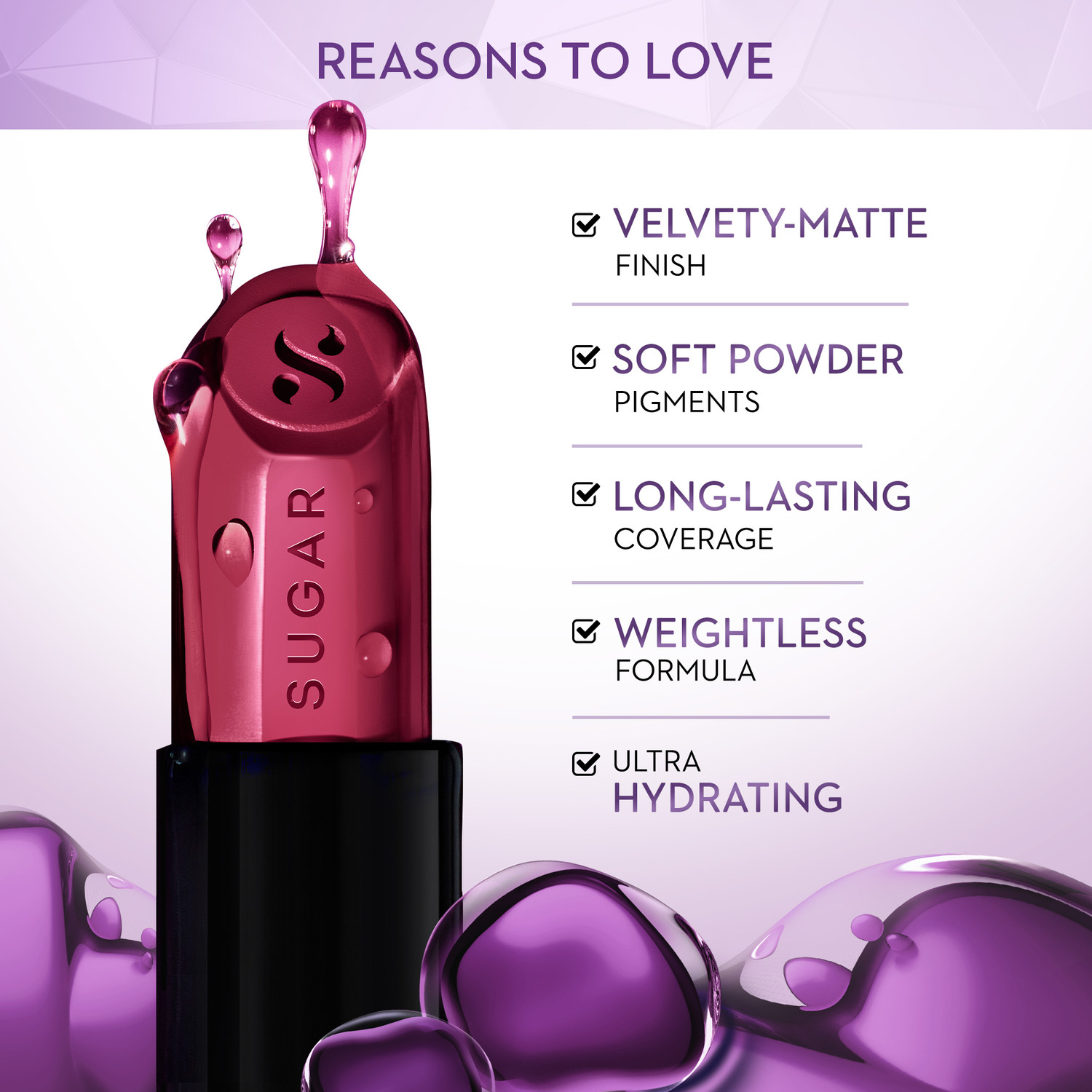 Image of SUGAR Cosmetics Glide Peptide Serum Lipstick | Hyaluronic Acid & Vitamin E | Velvet Matte Finish