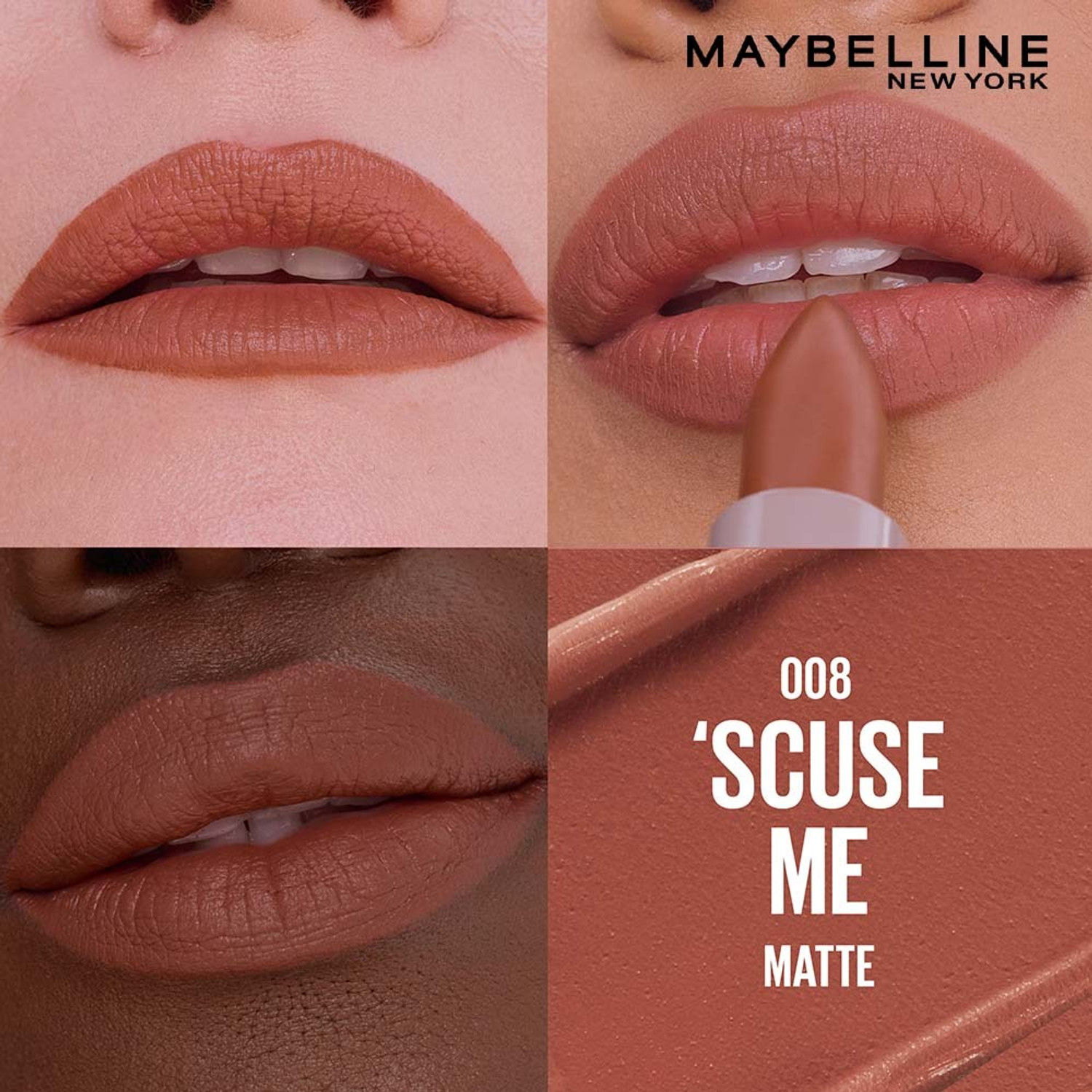 Image of MAYBELLINE NEW YORK Serum Lipstick (Matte) 8Hr Hydrated color - 008 'Scuse Me (Brown, 3.4 g)