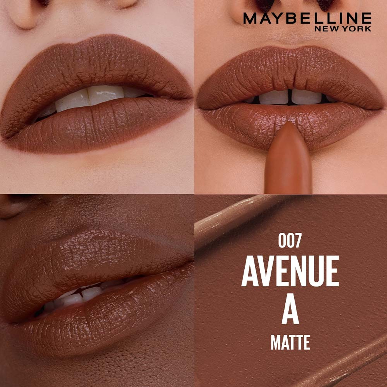 Image of MAYBELLINE NEW YORK Serum Lipstick (Matte) 8Hr Hydrated color - 007 Avenue A (Warm Brown, 3.4 g)