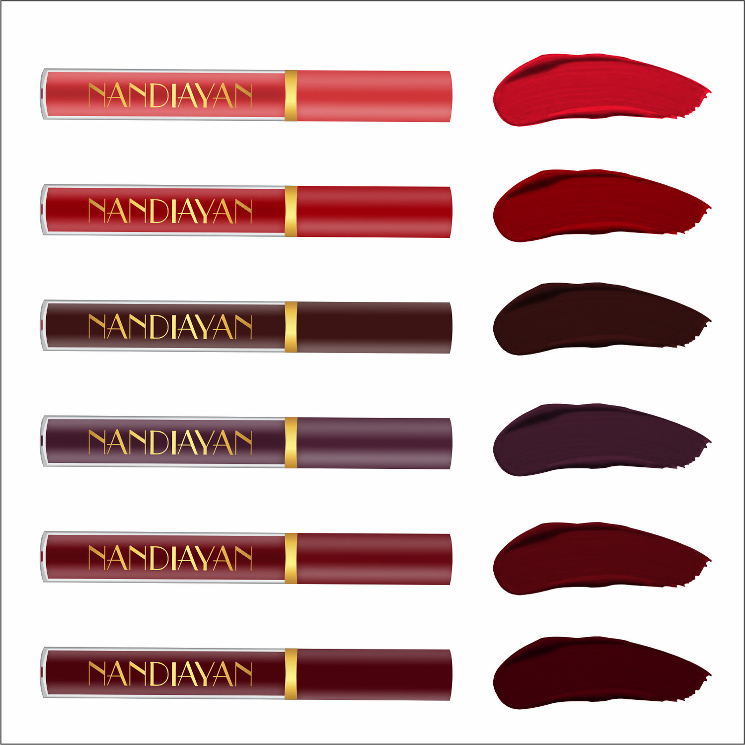 Image of Color Sky Nandiayan Long-Lasting Waterproof 6Pcs Matte Liquid Lipstick Makeup Set D
