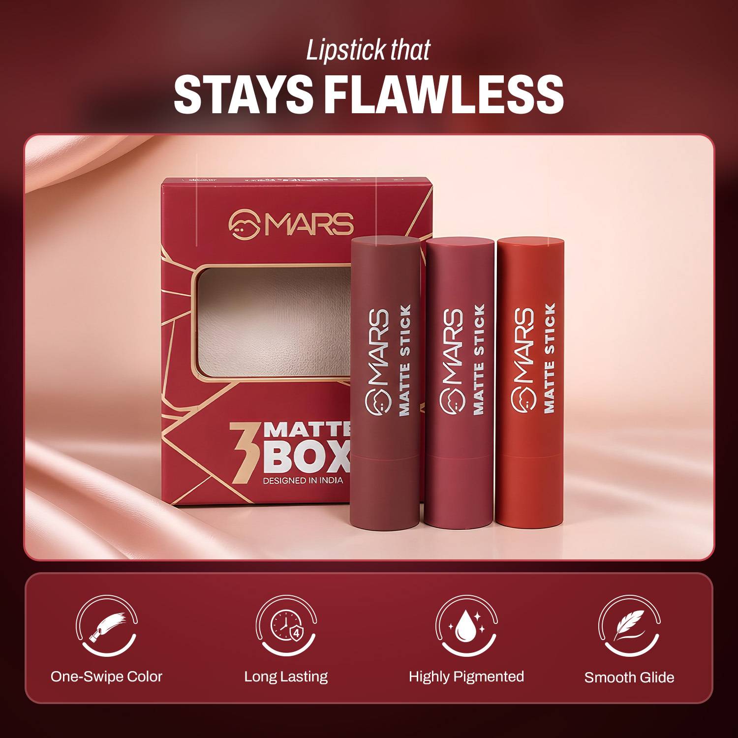 MARS 3 Plums Shades Matte Lipstick Box Set 9.6 g - Image 3