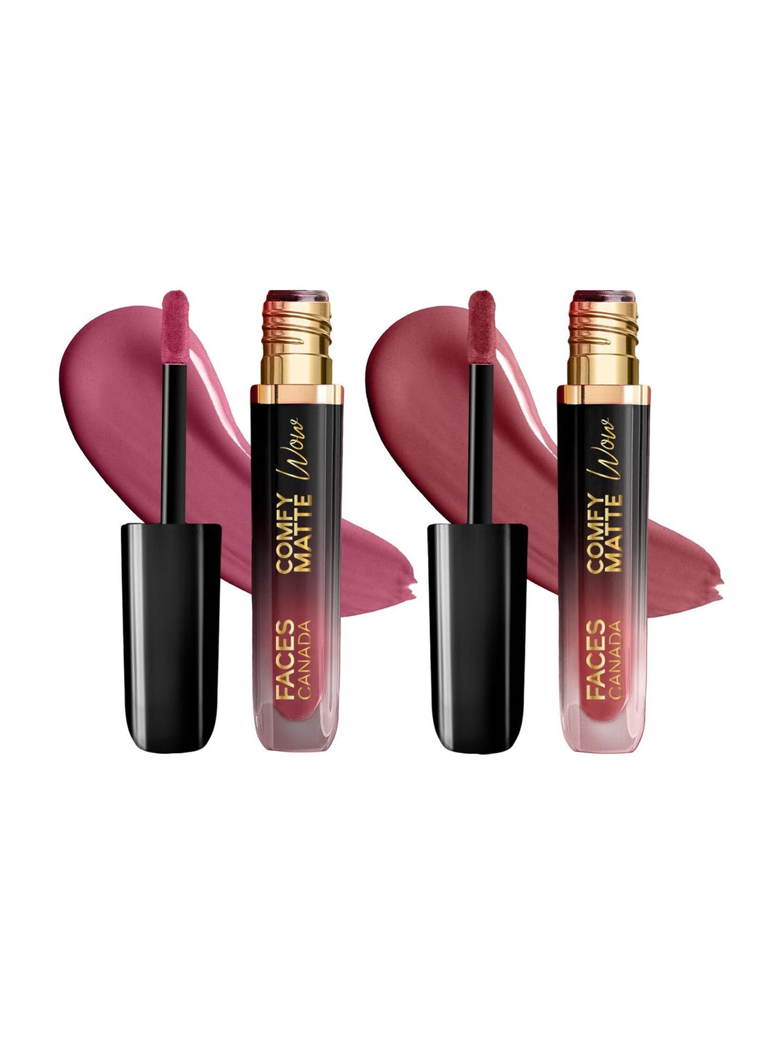 FACES CANADA Comfy Matte Wow Liquid Lipstick - Soft Girl Era | Combo Set of 2 | Waterproof |