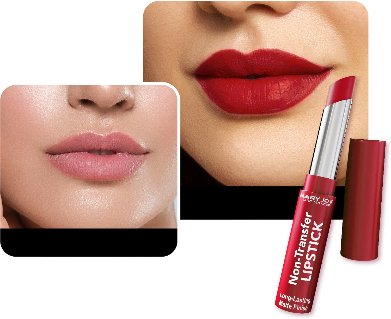 Image of MARY JO K Non Transfer Lipstick, Smudge-proof & Transfer-proof Wear, Vitamin E
