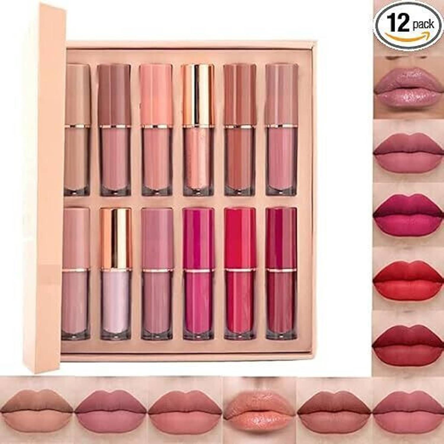wryak Handaiyan Matte Liquid Lipstick Set,12 Colors Super Stay Liquid Velvet Lipstick