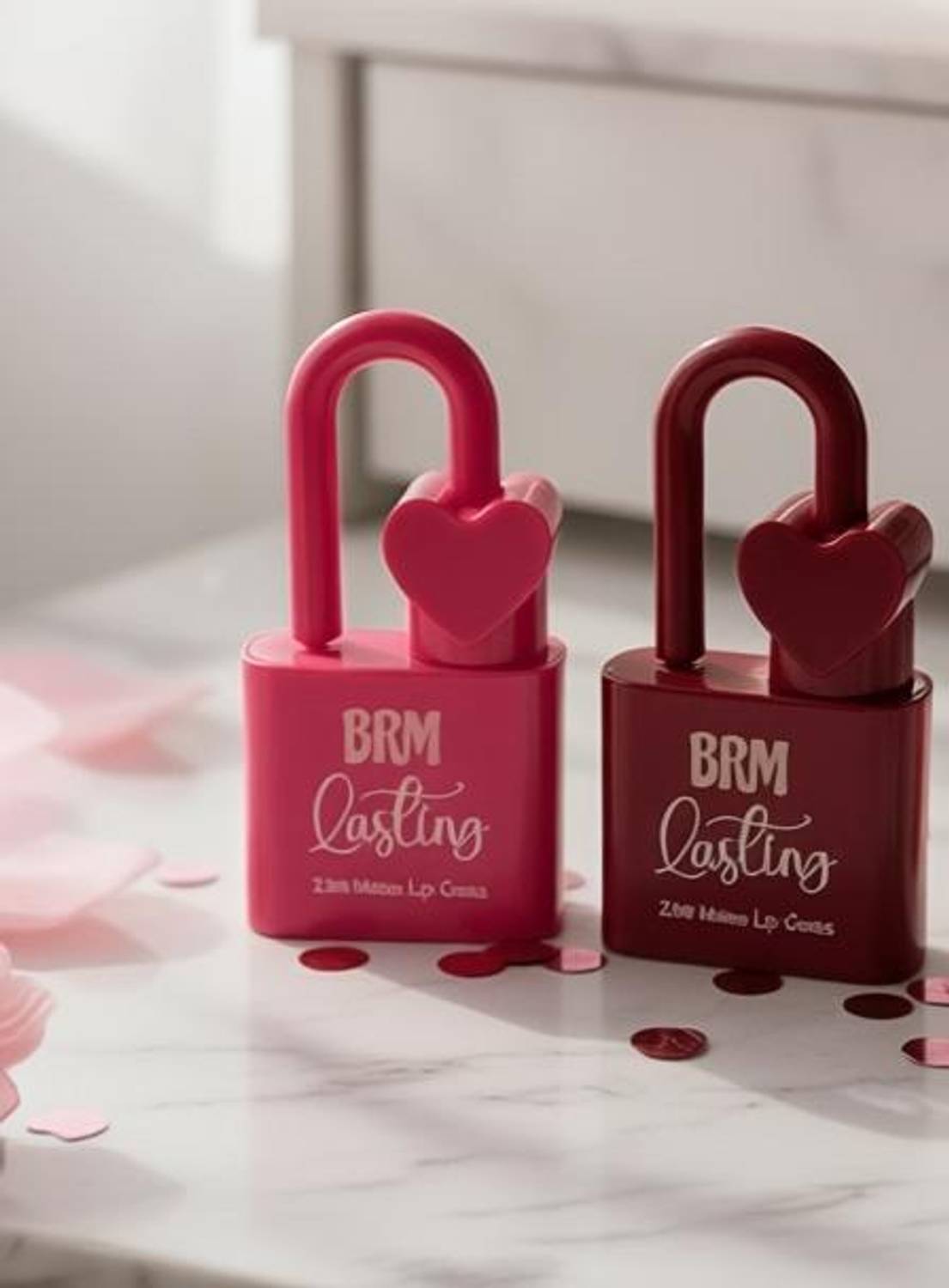 BRM TRADERS Heart-shaped, Lock-style Matte Liquid Lipstick (Pack of 2) (Random Shades)