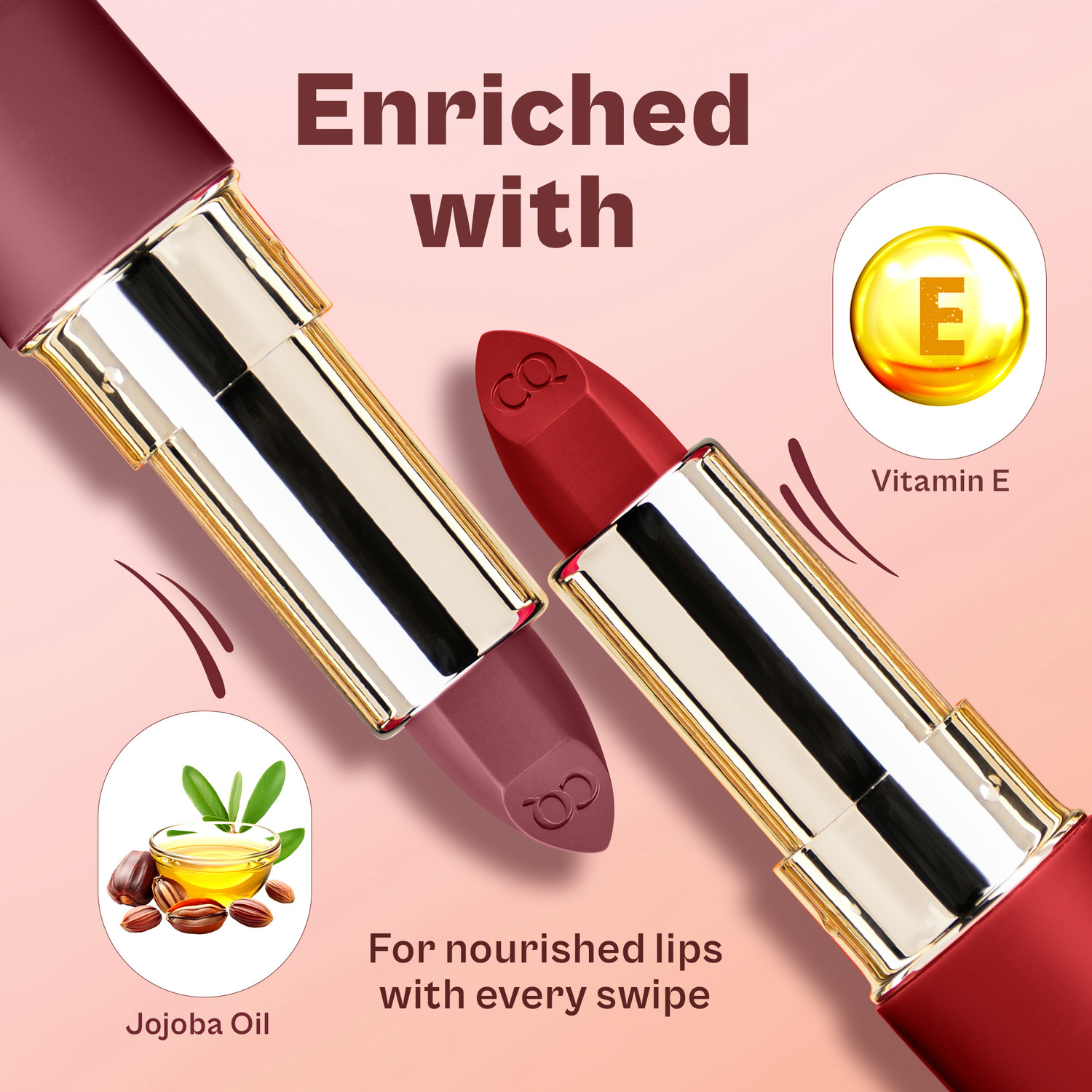 Image of COLORS QUEEN Lippie Pack of 3 Matte Lipsticks for Women Enriched with Jojoba Oil & Vitamin E