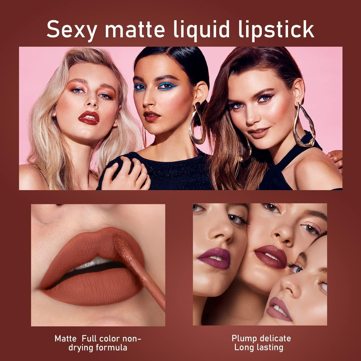 Image of Nandiayan Long-Lasting Waterproof 6Pcs Matte Liquid Lipstick Makeup - Set F