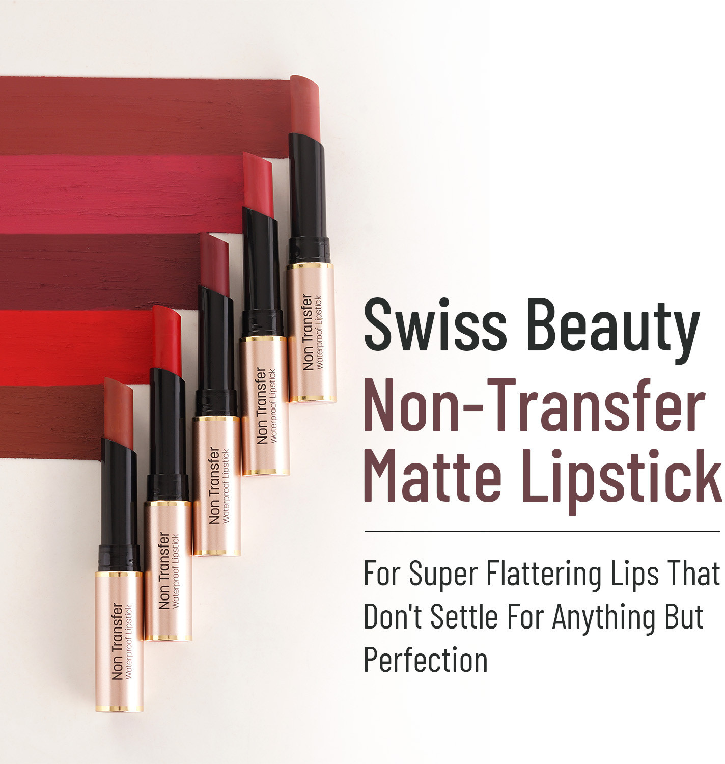 Image of SWISS BEAUTY Non Transfer Long Lasting Waterproof Lipstick - (Spice Nude, 3g)