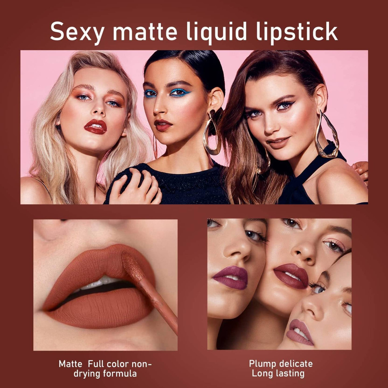Image of INWISH new velvet matte liquid lipstick waterproof smudge proof long lasting combo set