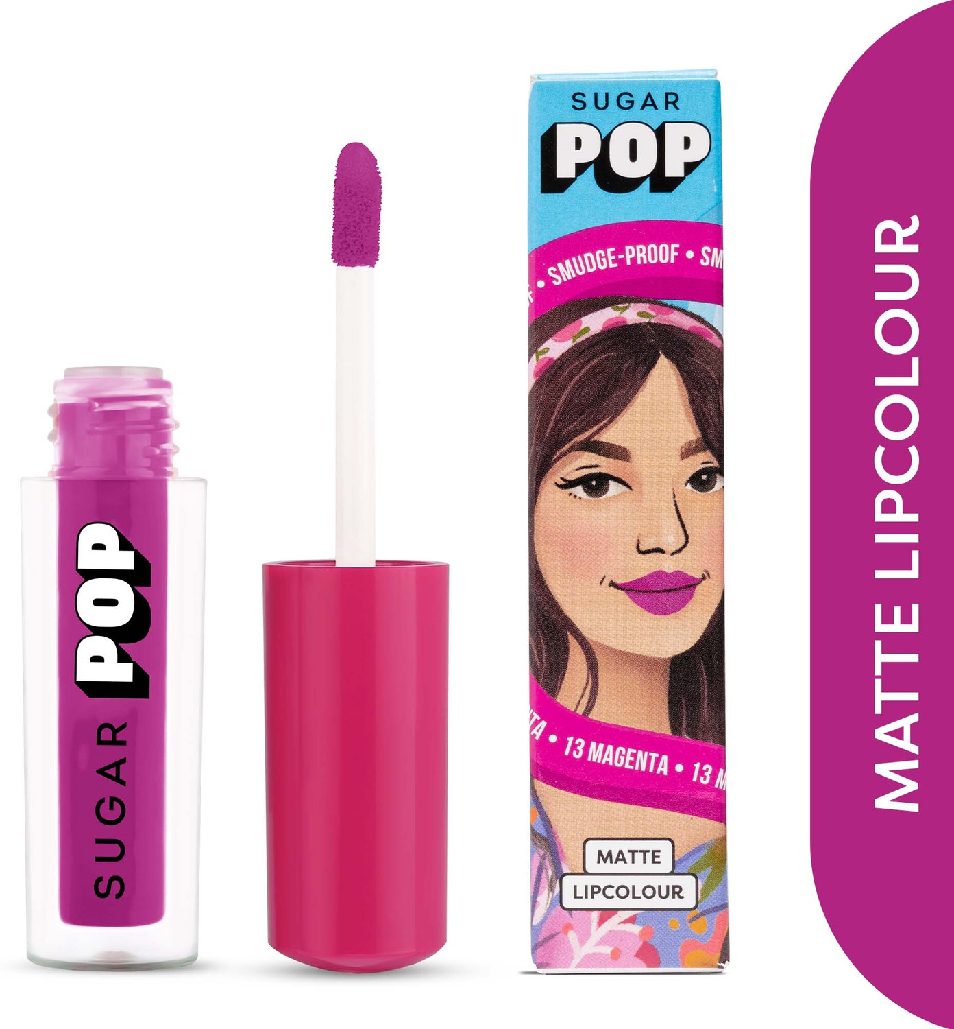 Image of SUGAR POP Matte Lipcolour 13 Magenta - Super Matte | Lasts 8+ hours | Non-Drying