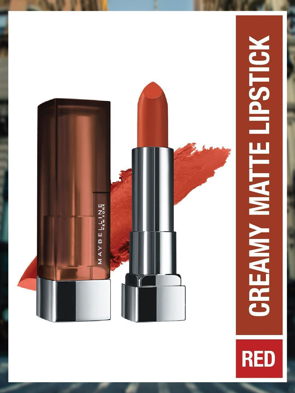 Image of MAYBELLINE NEW YORK Color Sensational Creamy Matte Lipstick, 674 Madison Red, 3.9g