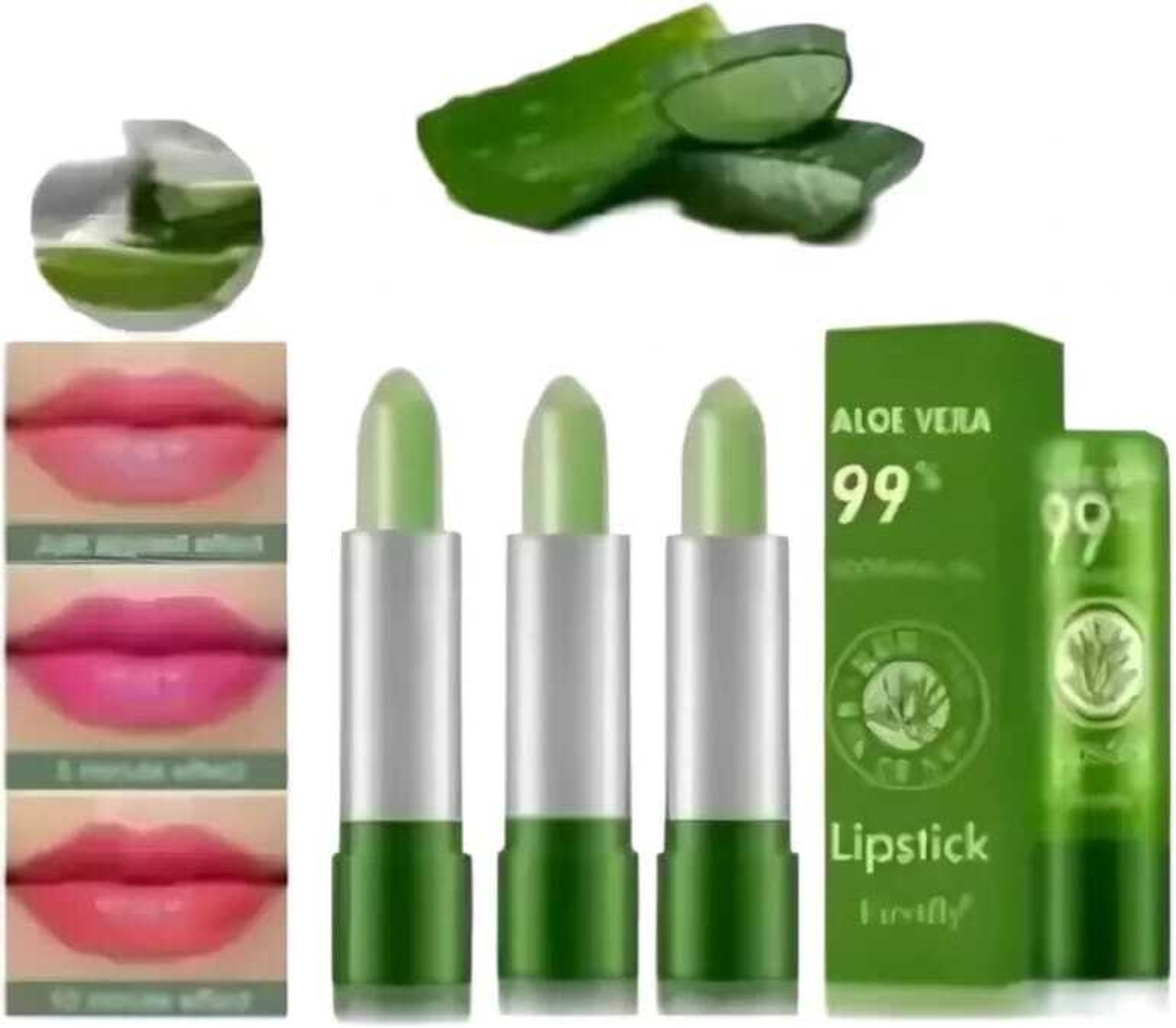 Image of Dexklut Long Lasting Lip Balm Lip Moisturizer Color Changing AloeVera Lipstick Pack of 3
