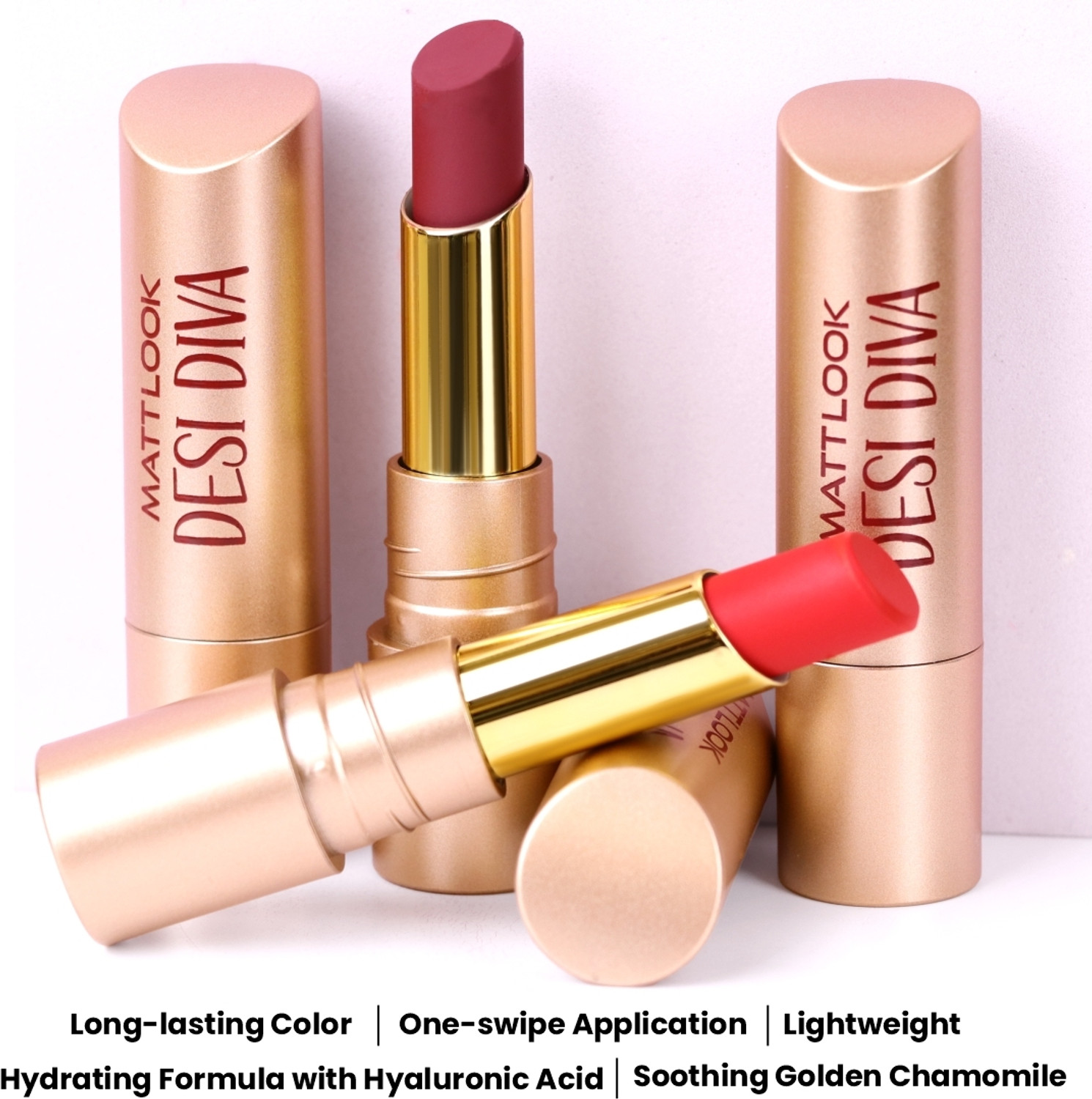 Image of MATTLOOK Desi Diva HD Matte Lipstick With Hydrating Formula & Hyaluronic Acid