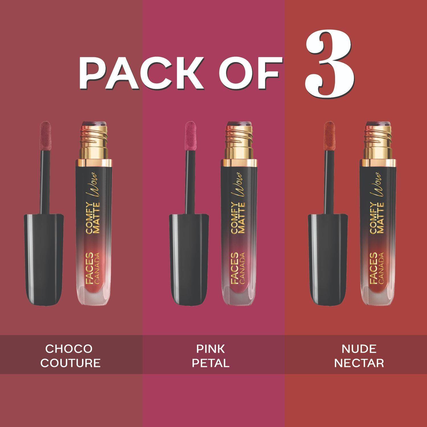 FACES CANADA FLAWLESS NUDE SHADE Liquid Matte Lipstick Combo Set