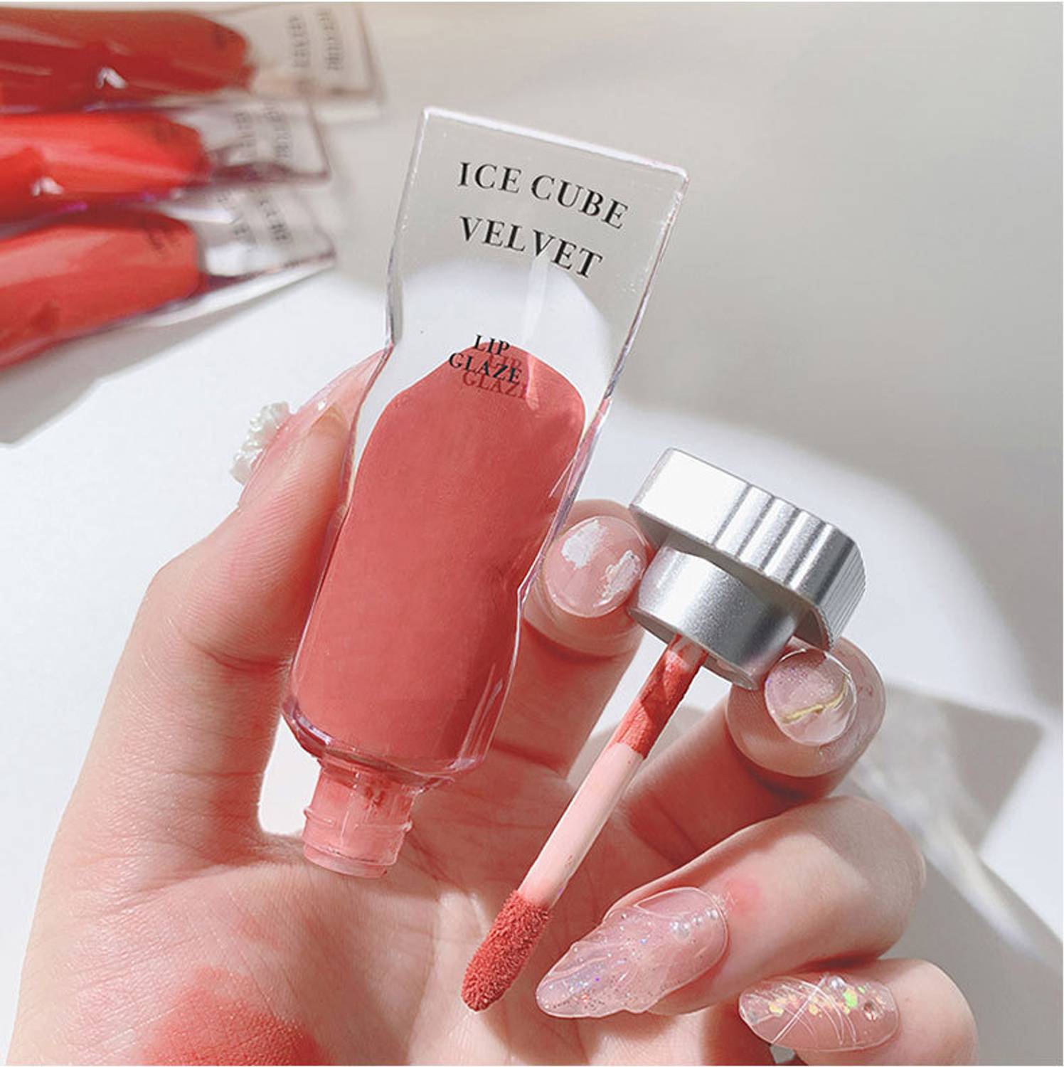 ADJD Light Orange Ice Cube Matte Lipstick Velvet Transparent Lip Glaze Pigment