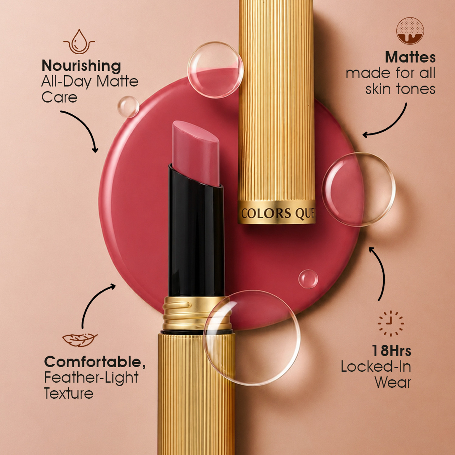 Image of COLORS QUEEN Hold Up Full Day Lightweight, Long Lasting & Non-Transfer Matte Lipstick