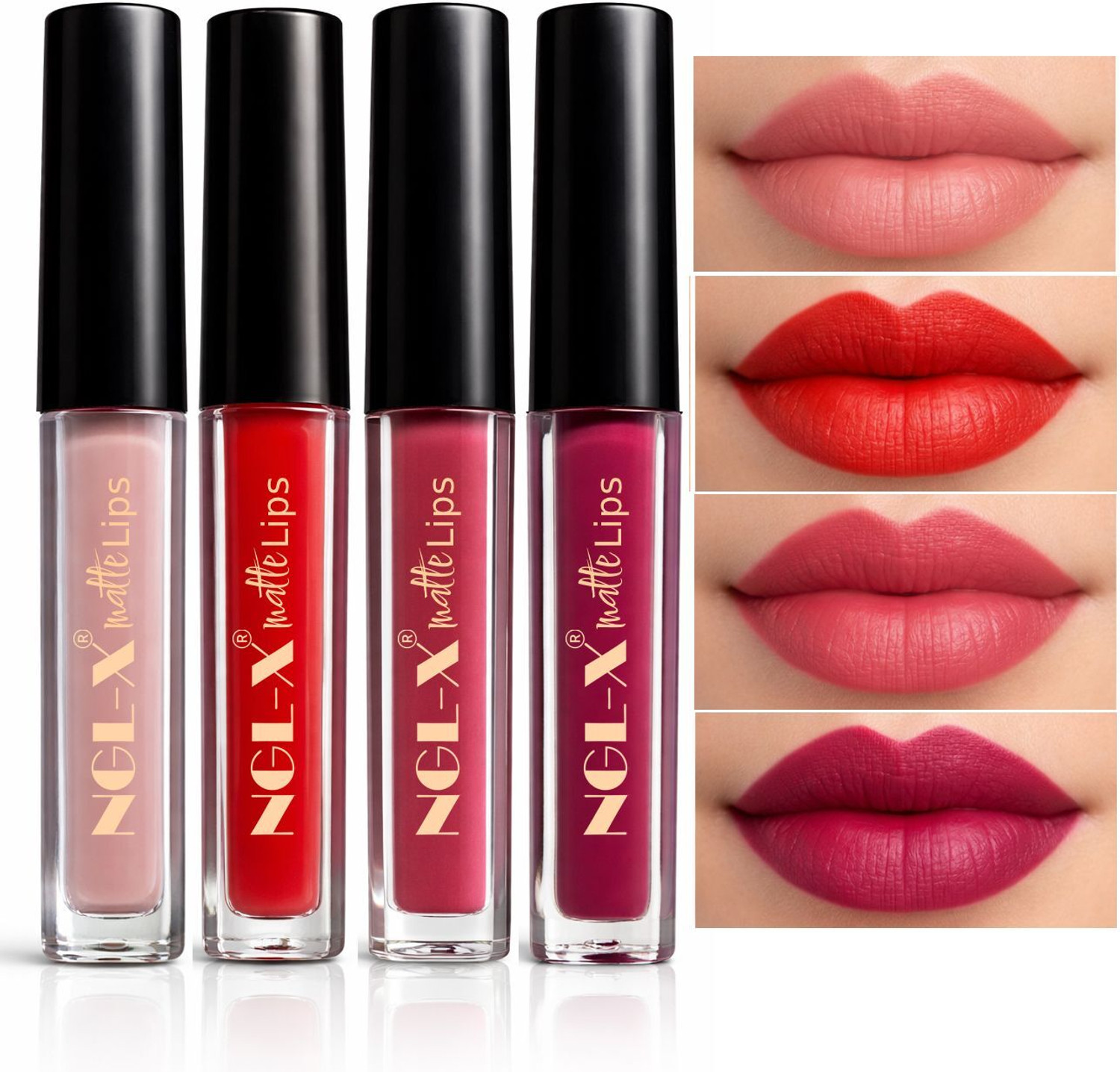 Image of ngl-x Matte Liquid Lipstick - Waterproof, Smudge Proof & Non-Transfer Lip Color Combo