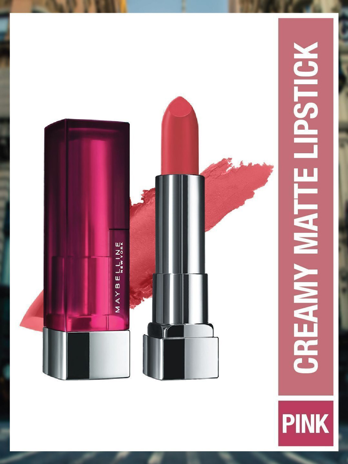 Image of MAYBELLINE NEW YORK Color Sensational Creamy Matte Lipstick, 671 Heated Pink, 3.9g