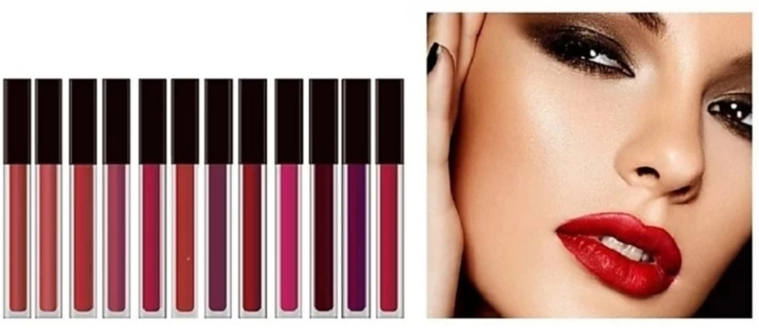 Image of Glowsync Set of 12 Liquid Lipsticks Matte Finish Long Lasting (Multicolor, 64 ml)