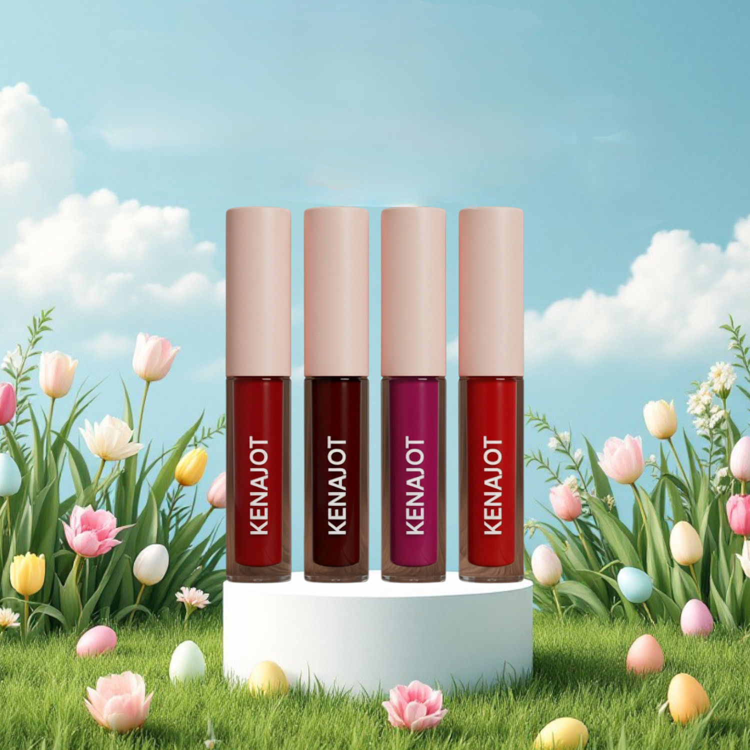 Image of KENAJOT Red Matte Liquid Lipstick Kit for Women