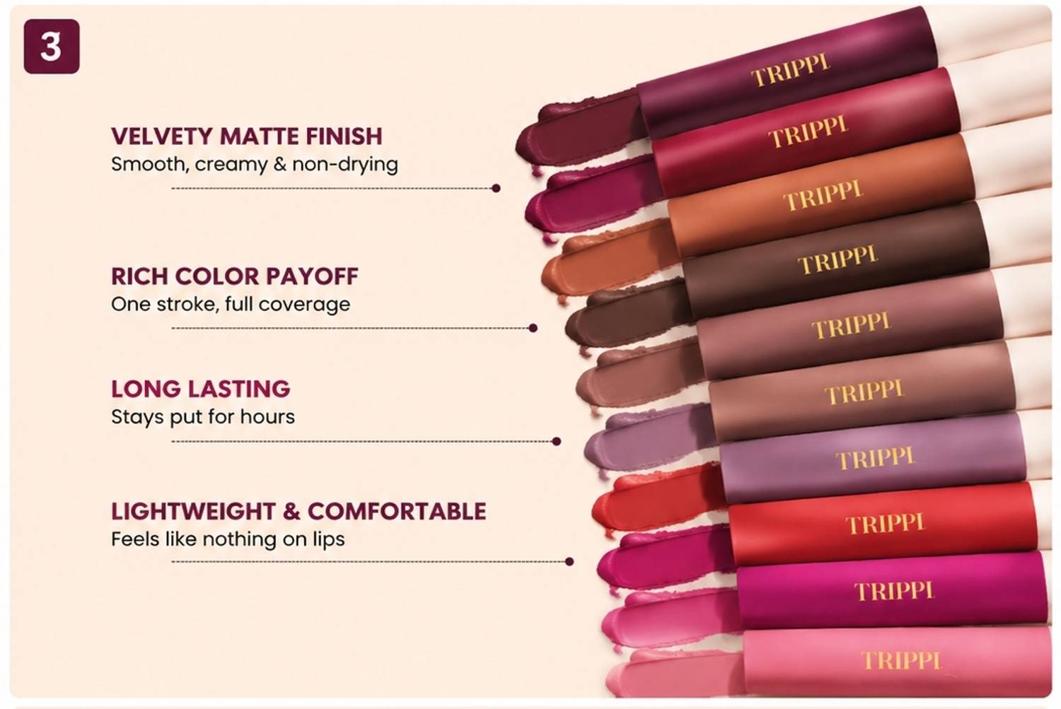 FRIPPE 12-Piece Velvet Nude Liquid Lipstick Set 12 Pieces - Image 4