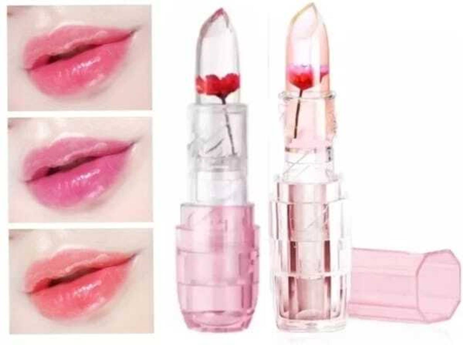 Hezruck Waterproof Crystal Flower Jelly lipstick Pack of 2