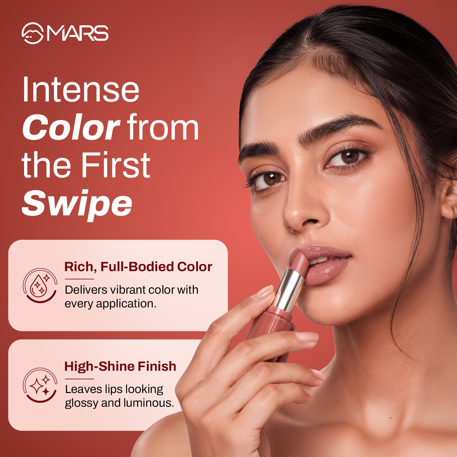 Image of MARS Crave creme Lipstick infused with Botanical Extracts & Vitamin E (07-ALLURE, 3 g)