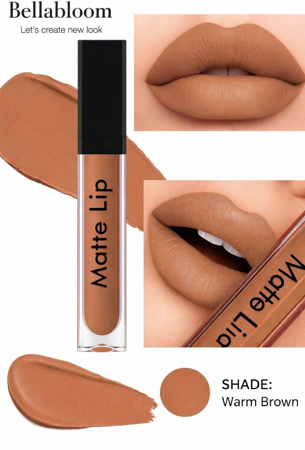 Bella Bloom Matte Liquid Lipstick | Warm Brown Nude | Long-Lasting & Waterproof