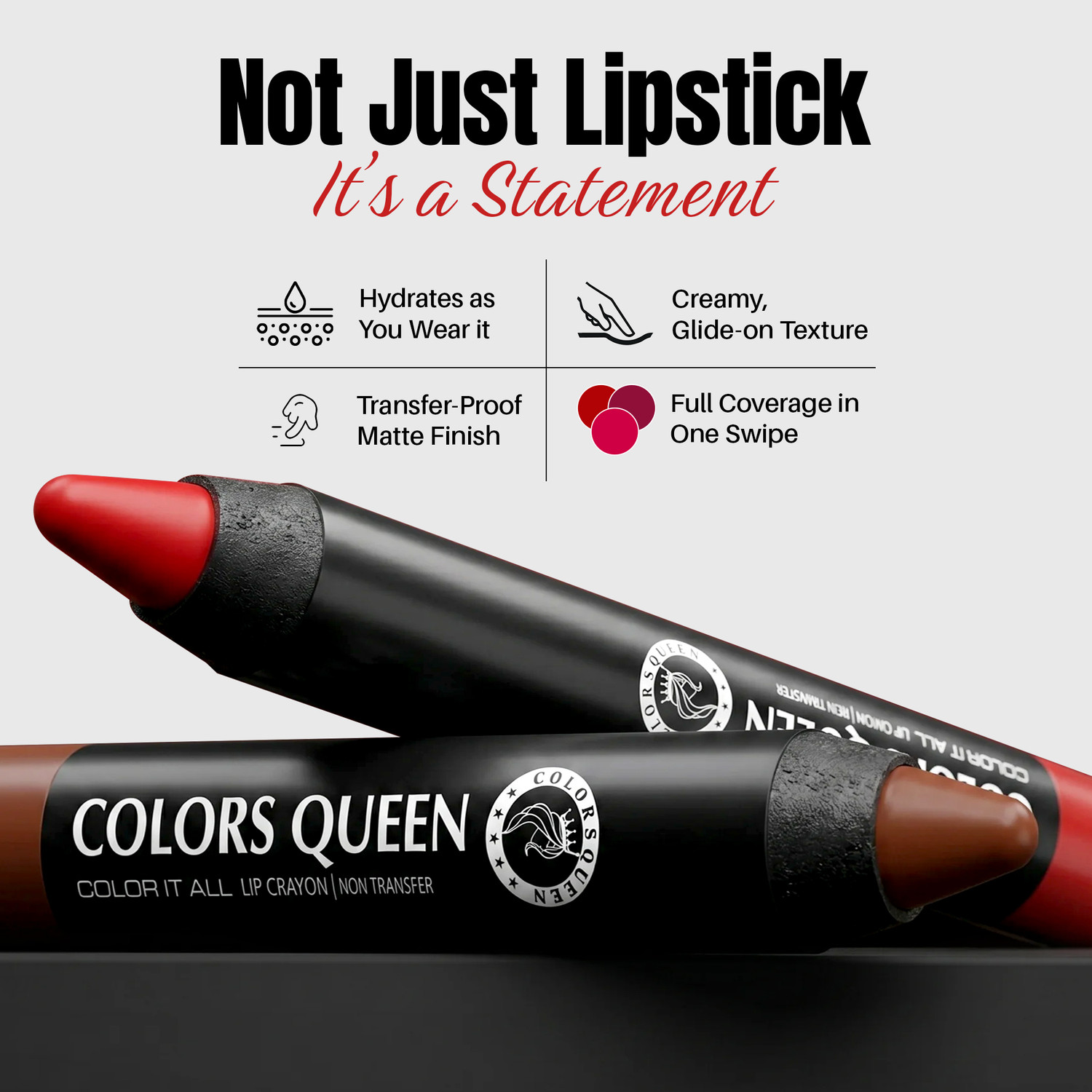 Image of COLORS QUEEN Color It All Lightweight, Long Lasting Non Transfer Matte Crayon Lipstick