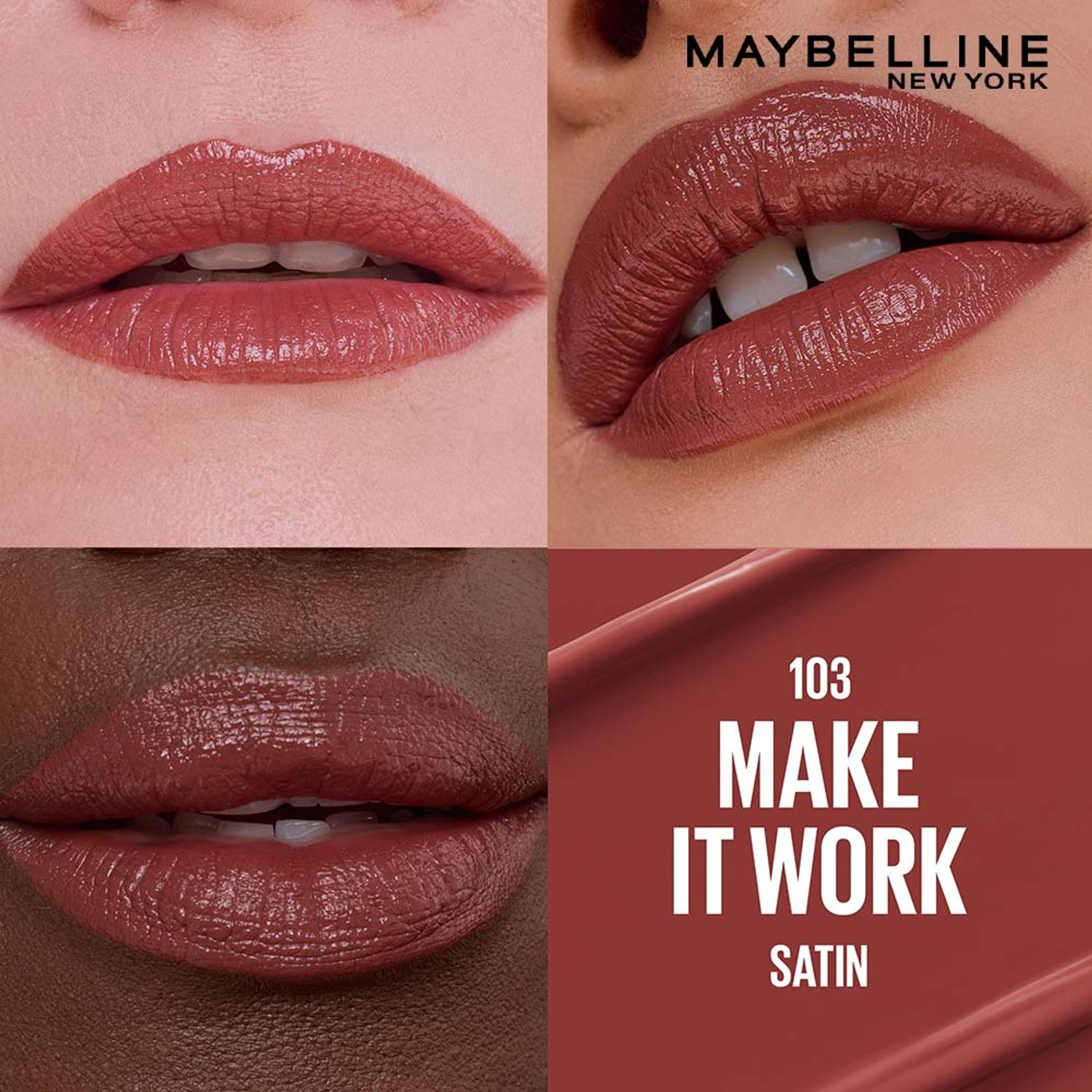 Image of MAYBELLINE NEW YORK Serum Lipstick (Satin) 8Hr Hydrated color - 103 Make it Work