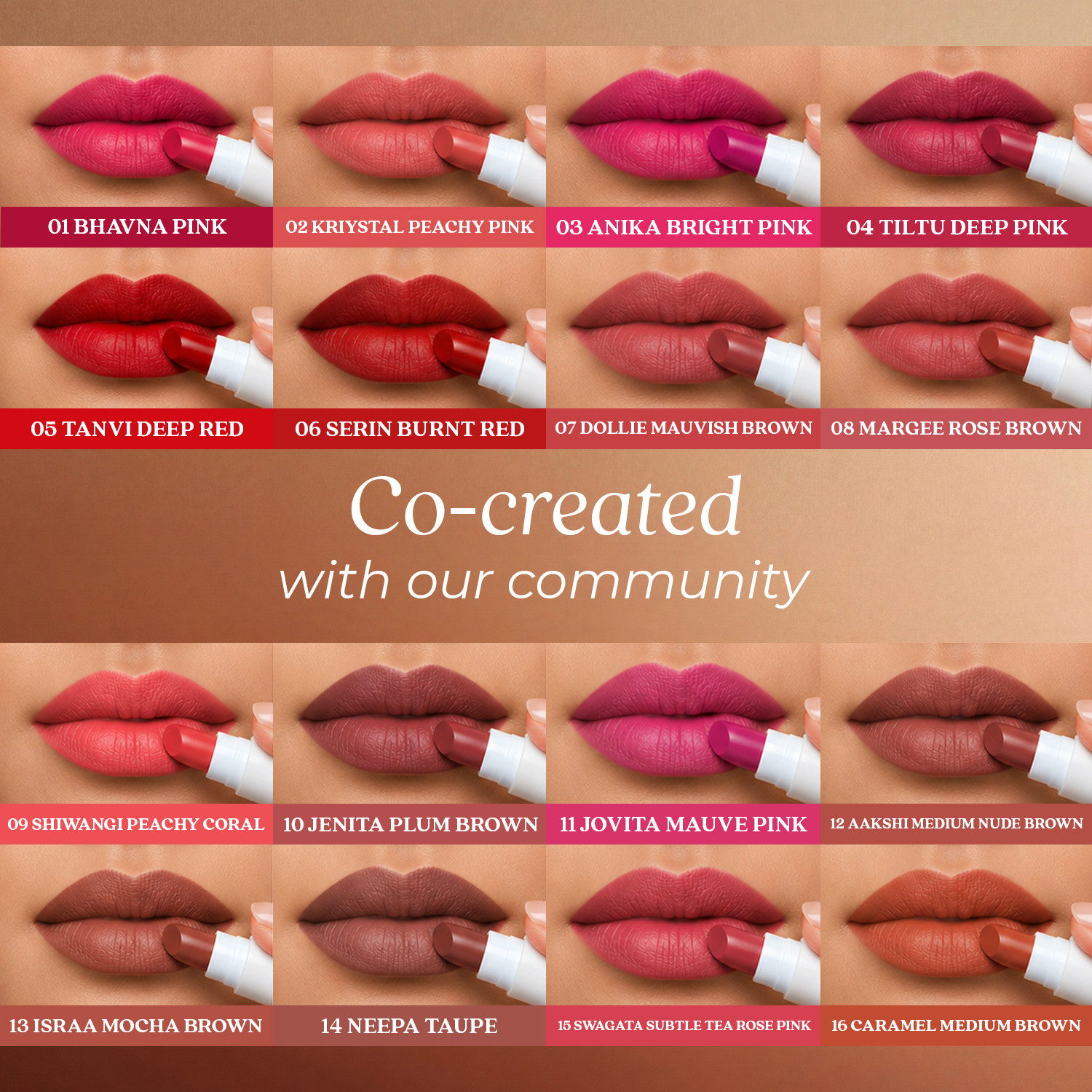 Image of Just Herbs Ayurvedic Lipstick Micro-Mini Kit - 16 Shades Pack Of 2