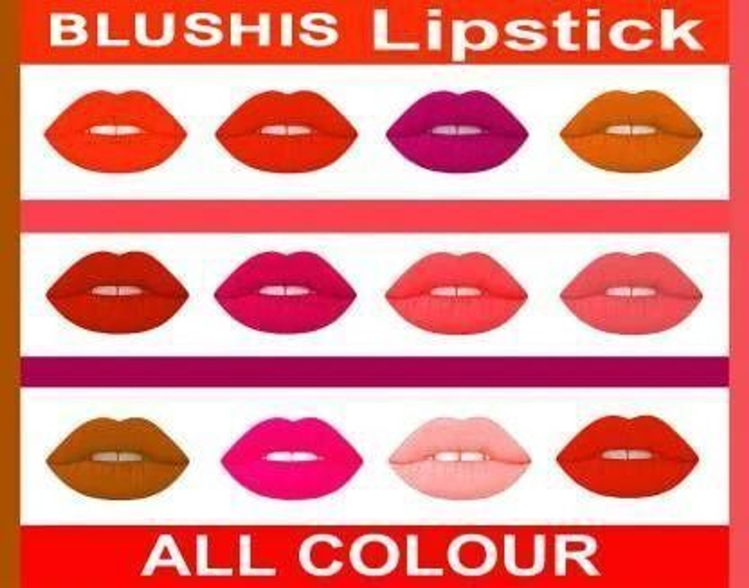 Image of BLUSHIS Waterproof Longlasting Matte finish Liquid Lipstick Combo Pack Of 12 pc