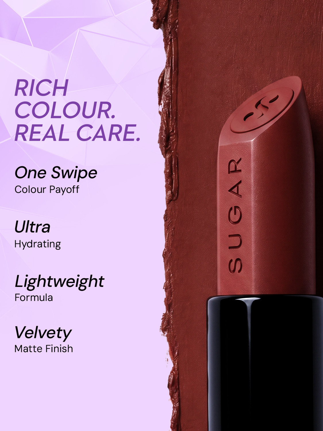 Image of SUGAR Cosmetics Glide Peptide Serum Lipstick | Hyaluronic Acid & Vitamin E | Velvet Matte Finish