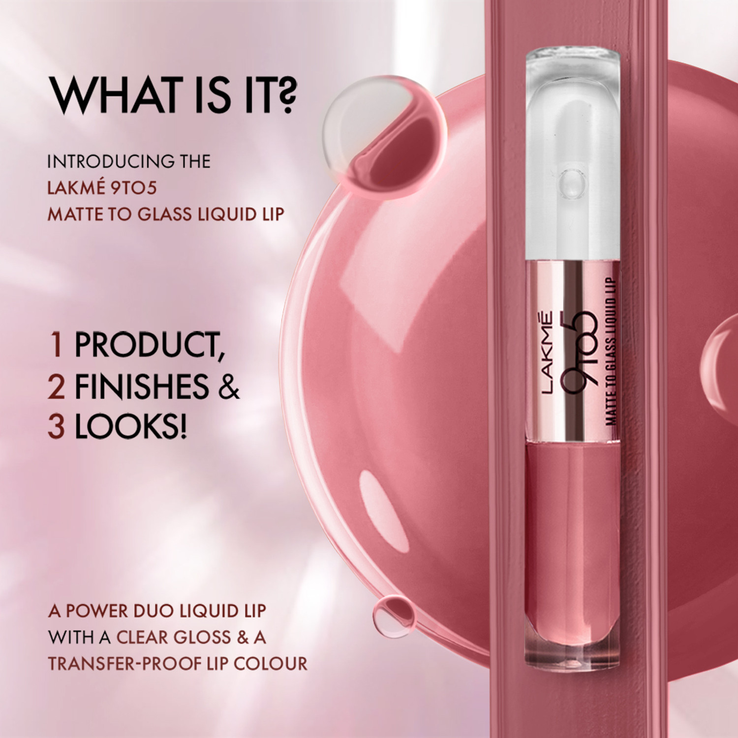 Image of Lakme 9 to 5 Matte to Glass Liquid Lip