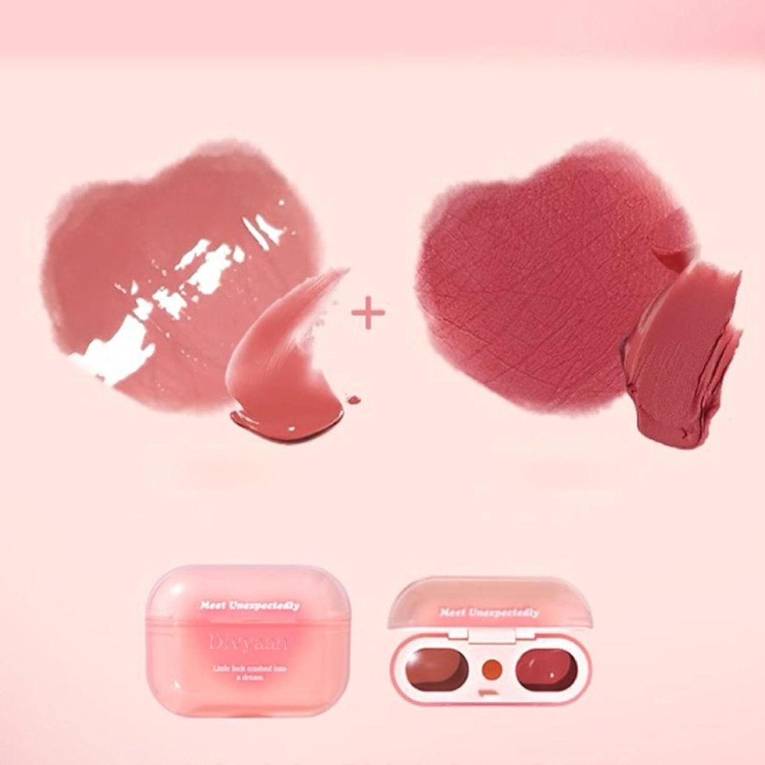 Image of Divyaan Beauty Combo Pack Korean Bene Red Tint & Dual Matte Nude Airpods Lipstick Mud