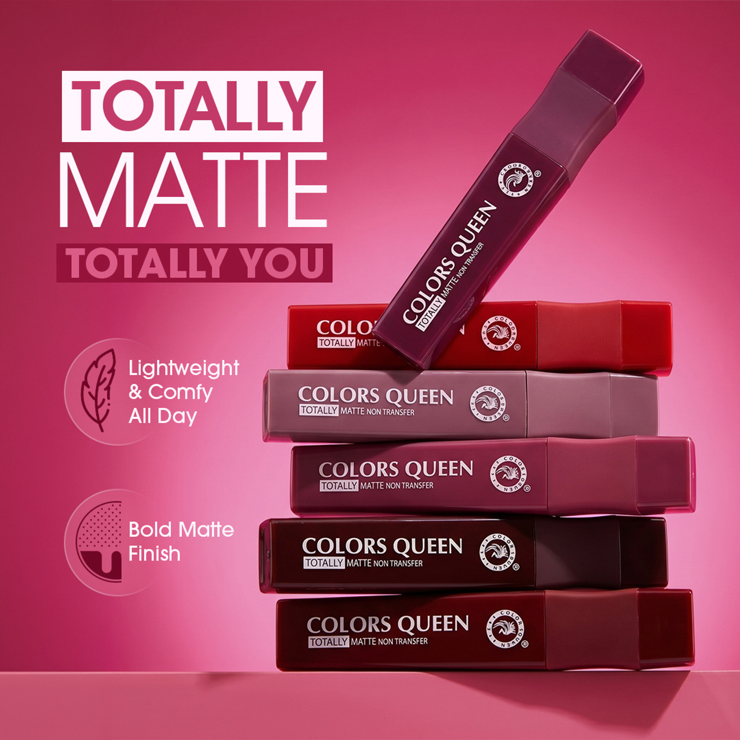 Image of COLORS QUEEN Totally Matte Non Transfer Liquid Lipstick, Long Lasting & Lightweight Formula