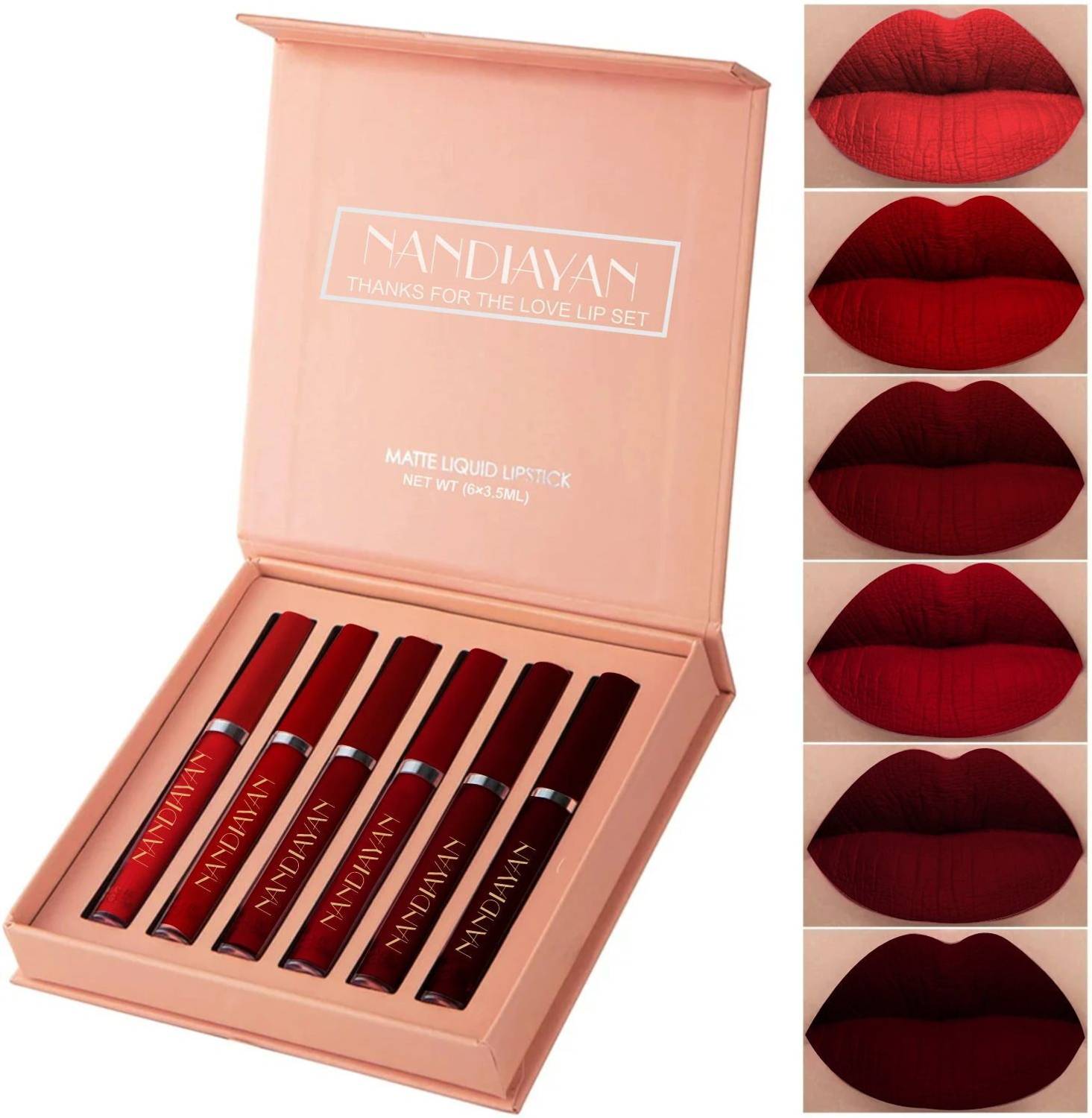 Nandiayan by Colorsky 6Pcs Long Lasting Matte Liquid Lipstick Com...mo