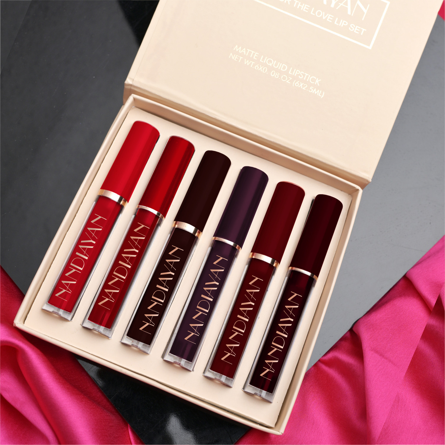 Image of Color Sky Nandiayan Long-Lasting Waterproof 6Pcs Matte Liquid Lipstick Makeup Set D