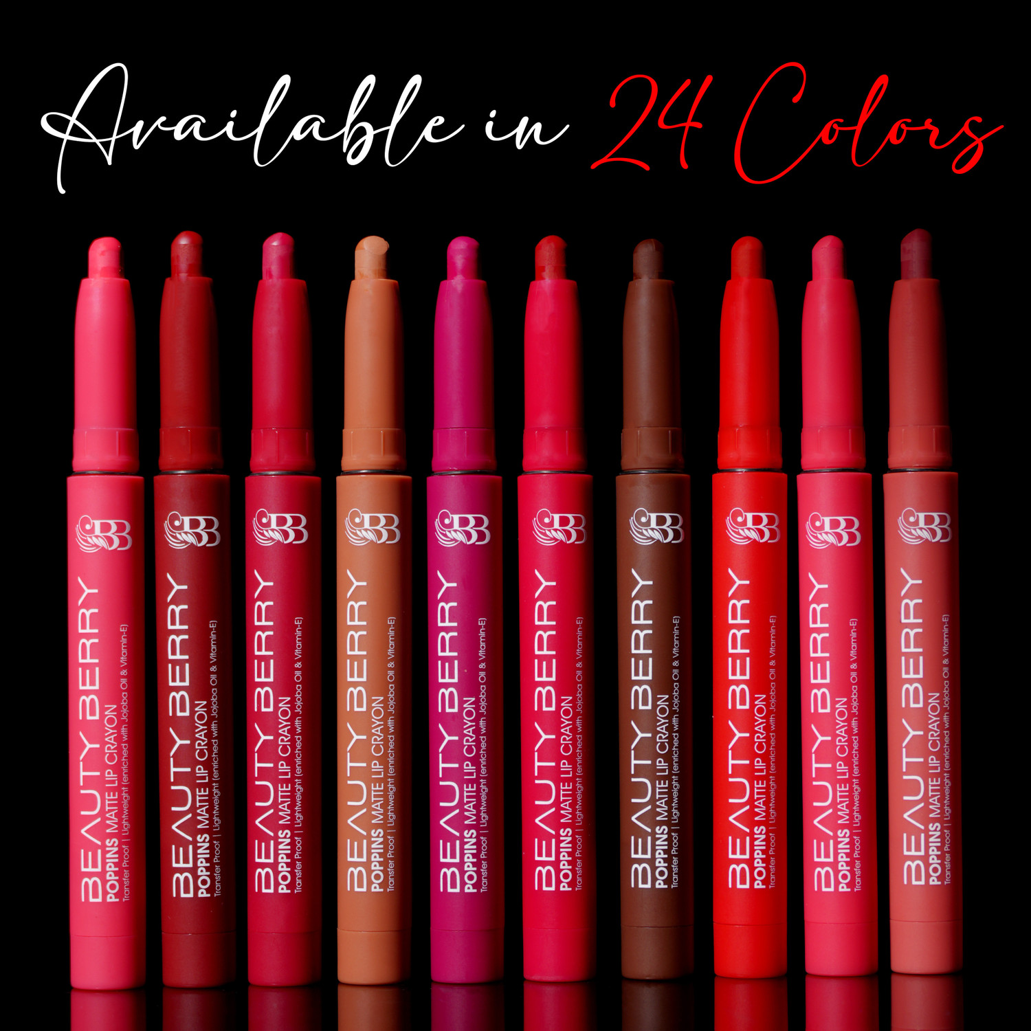 Image of Beauty Berry Poppins Matte Lip Crayon Lipstick Enriched with Jojoba Oil & Vitamin E