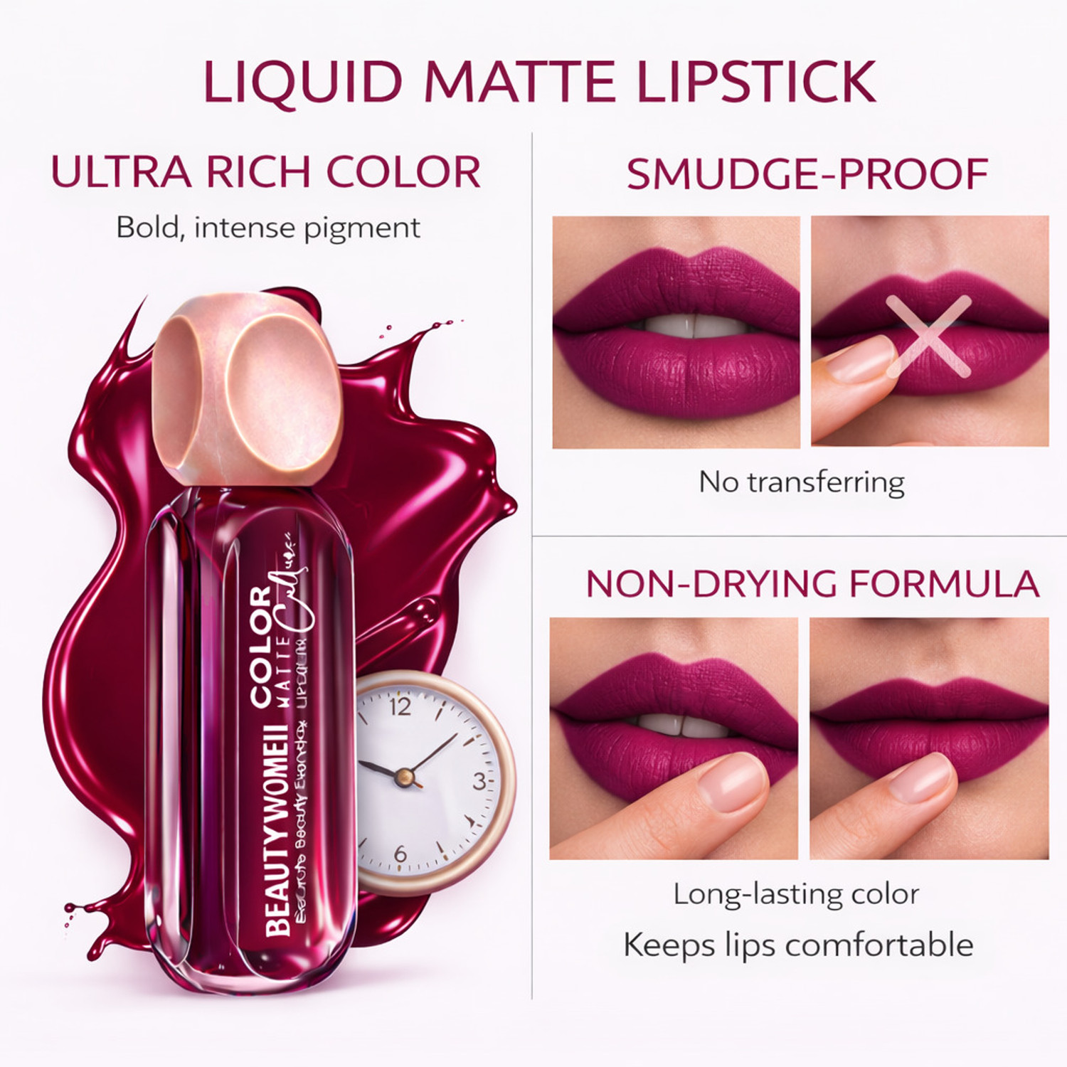 Image of BLUSHIS Liquid Matte Lipstick - Long lasting | Non Transfer | Water & Smudge-proof