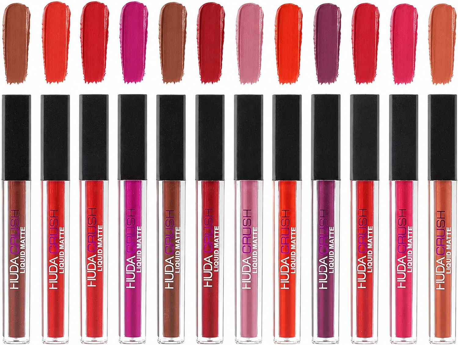 Image of HUDA CRUSH Set of 12 Liquid Lipstick - Waterproof Matte Finish Long Lasting Combo Pack